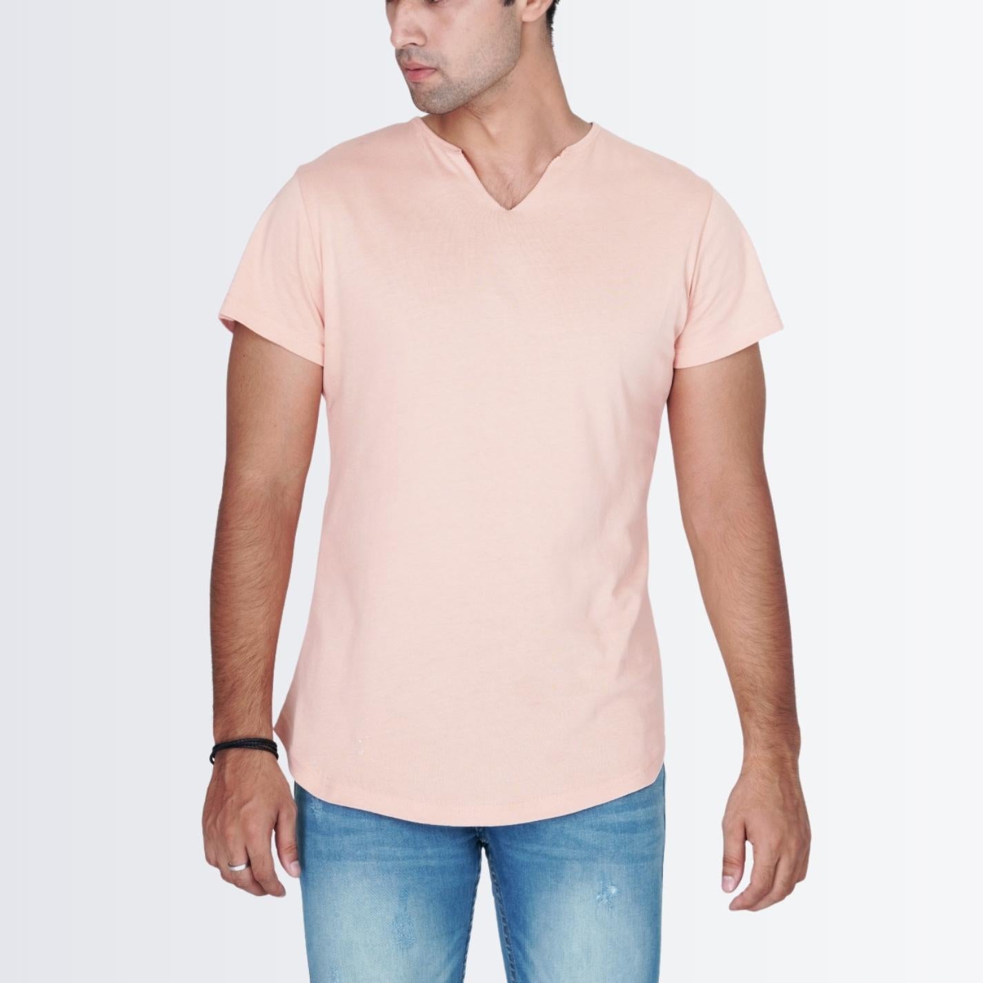 V Neck Peach T-shirt