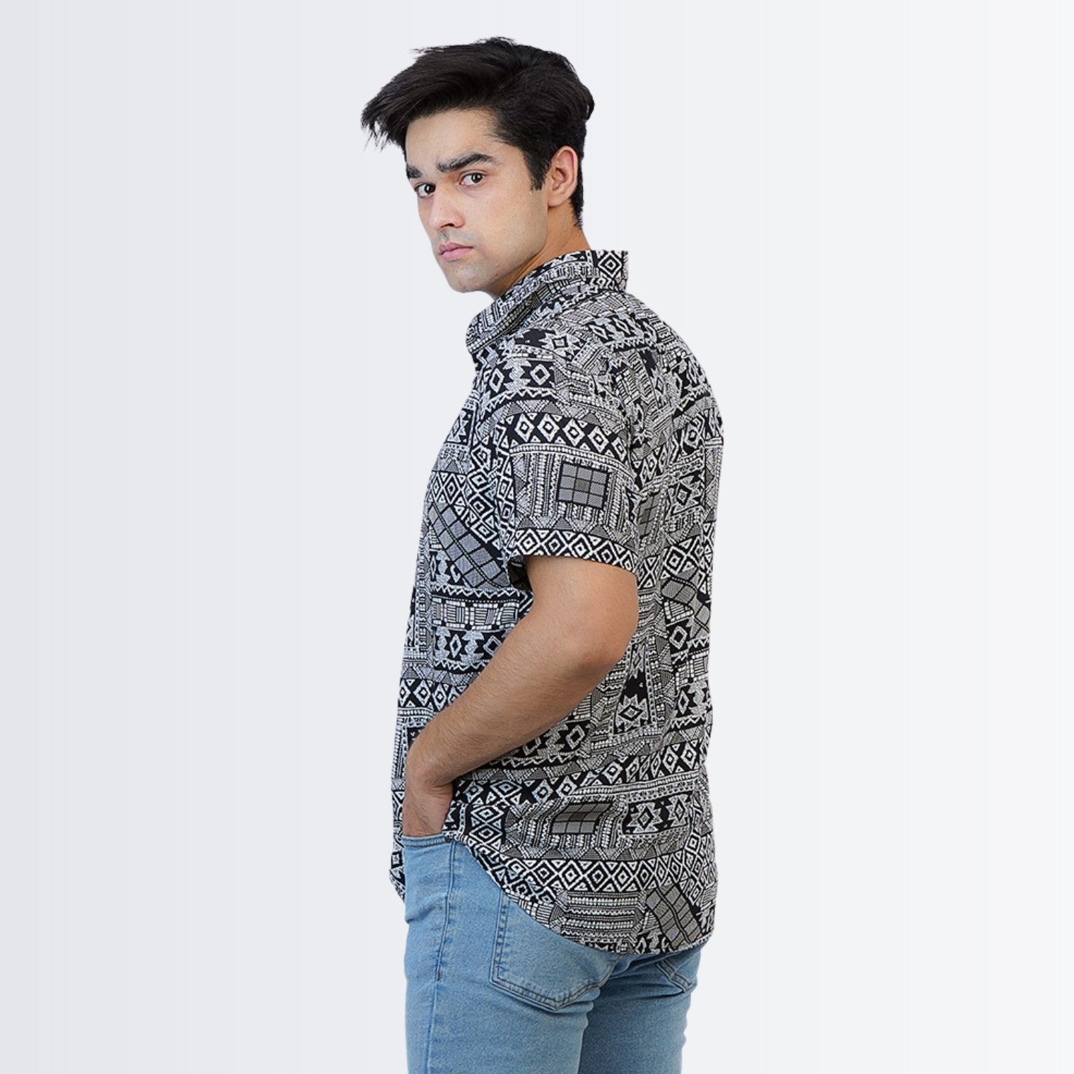 Black Ikat Printed Shirt