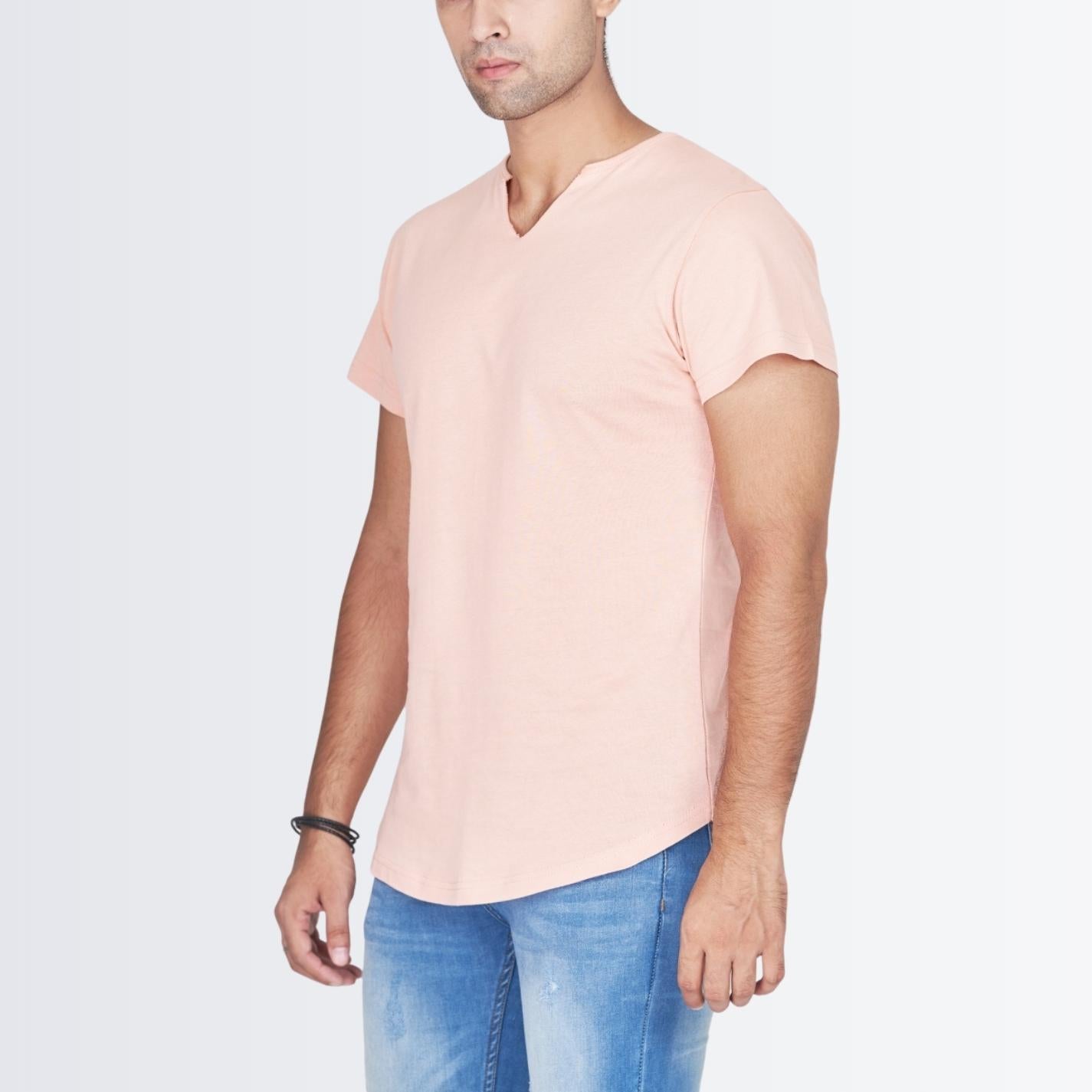 V Neck Peach T-shirt