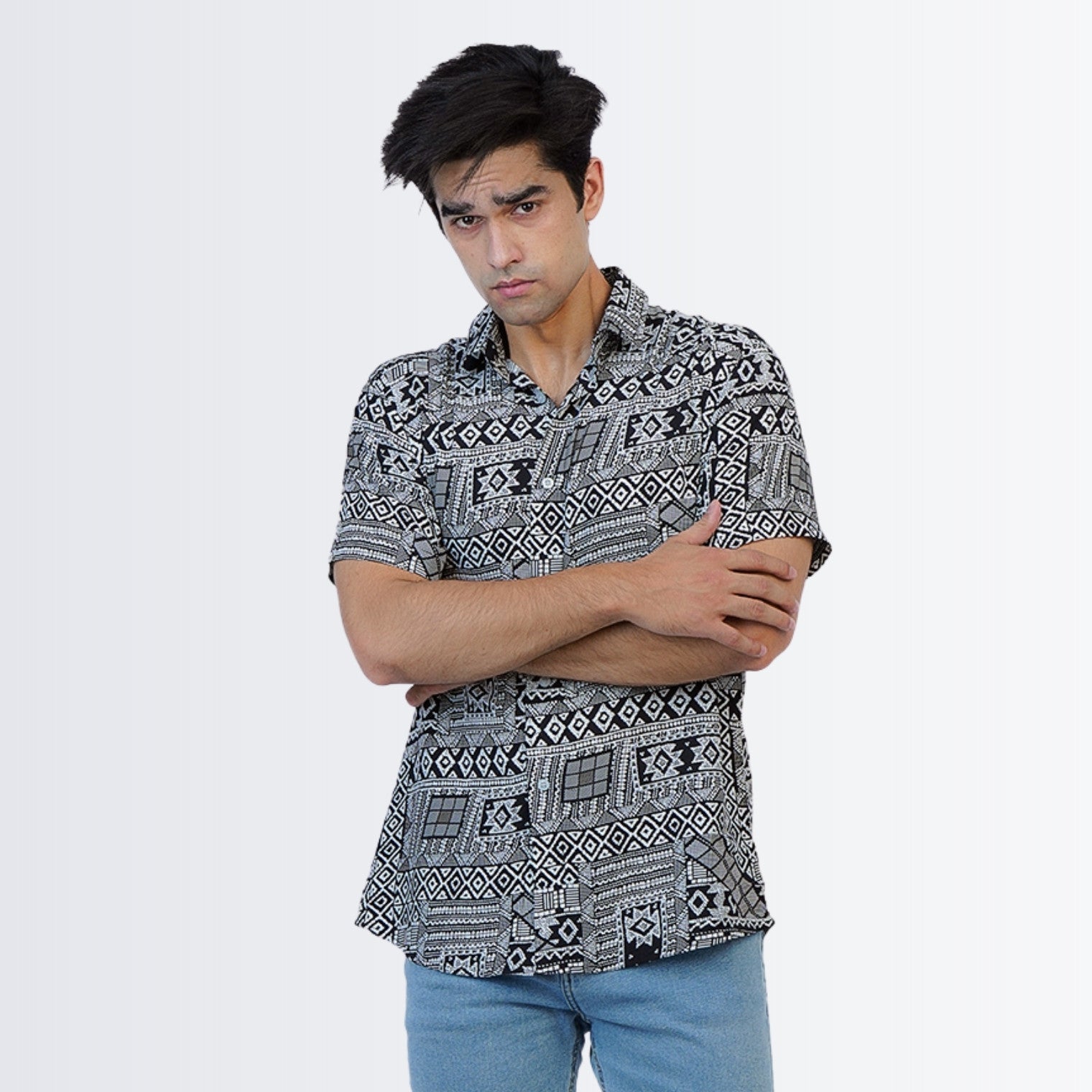 Black Ikat Printed Shirt