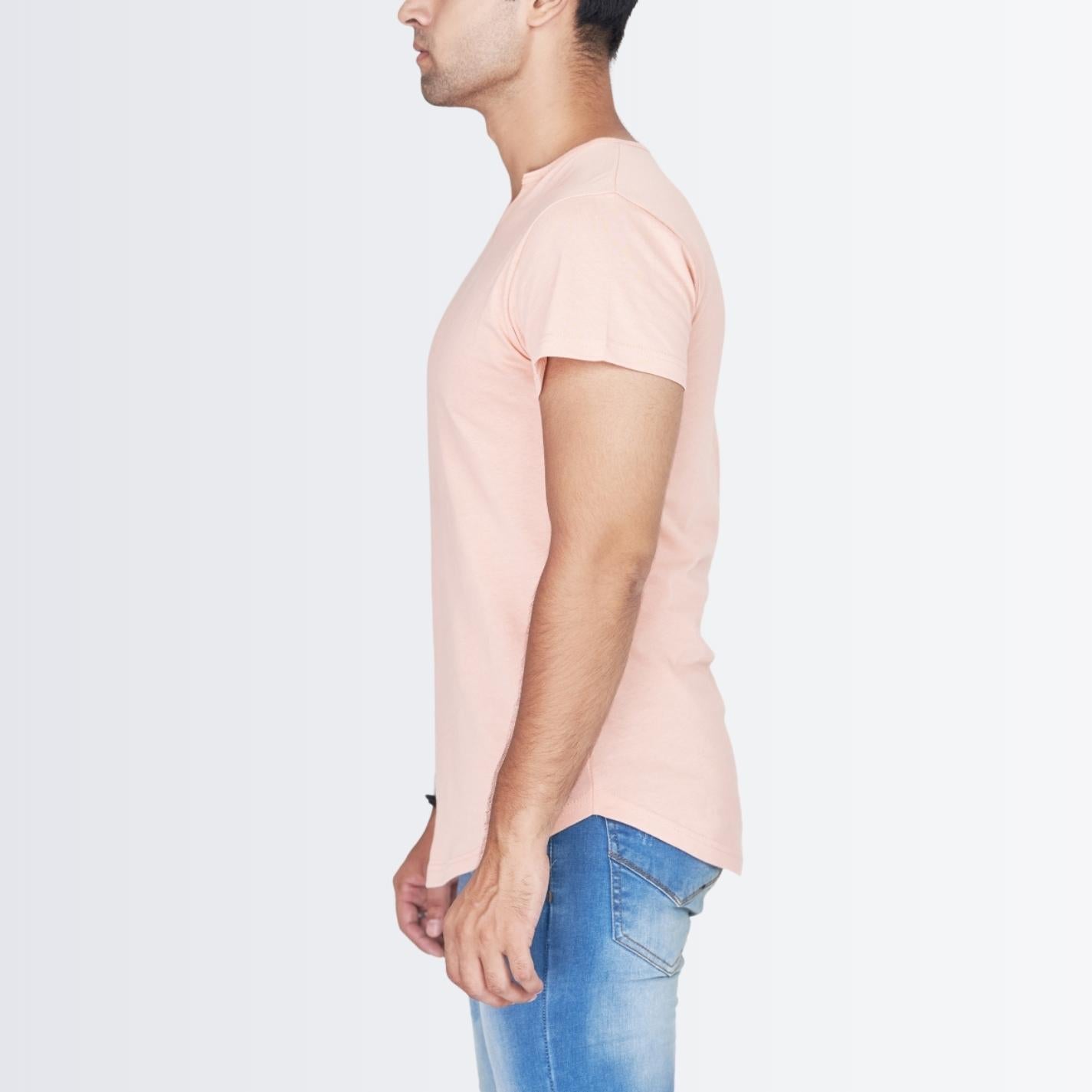 V Neck Peach T-shirt