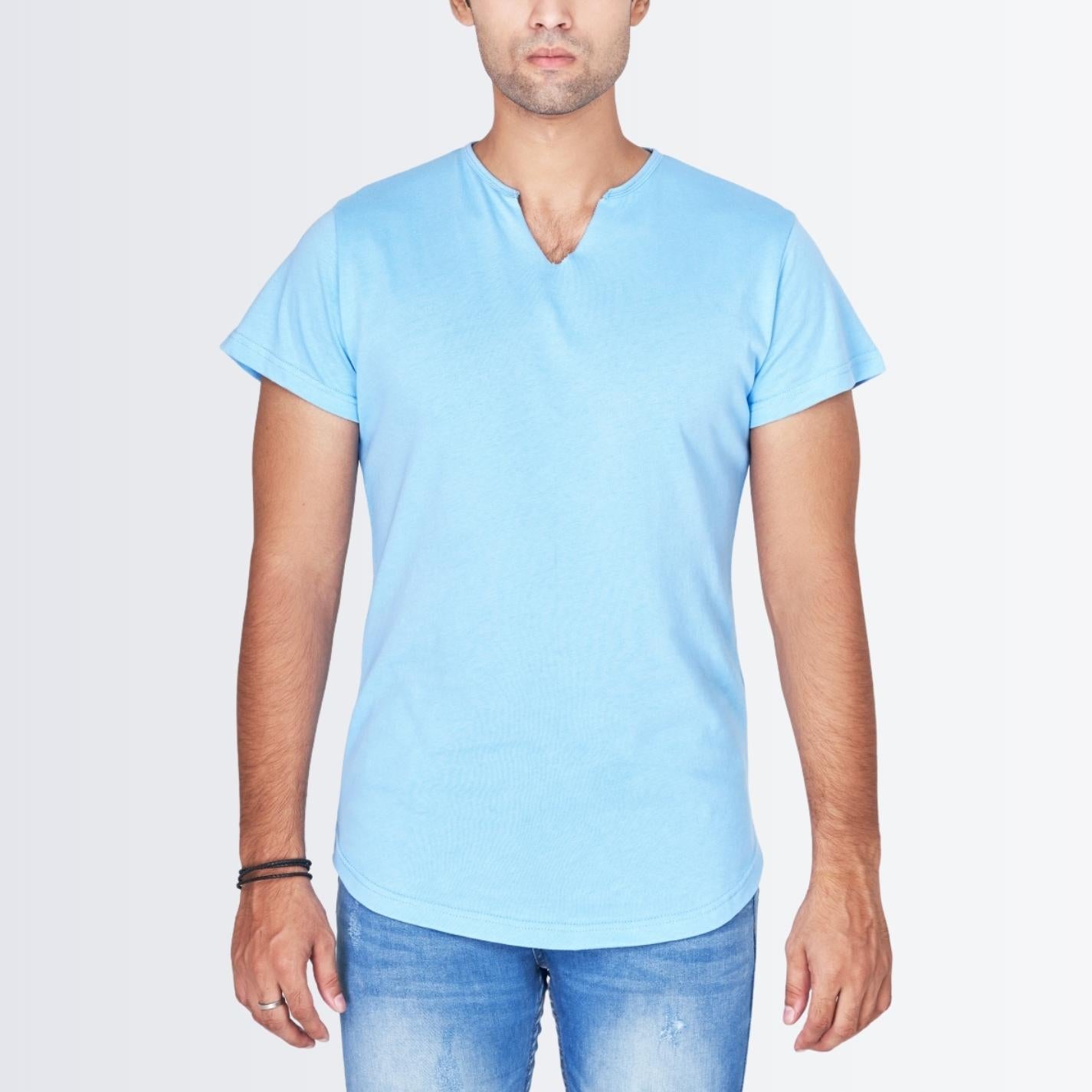 V Neck Sky Blue T-shirt