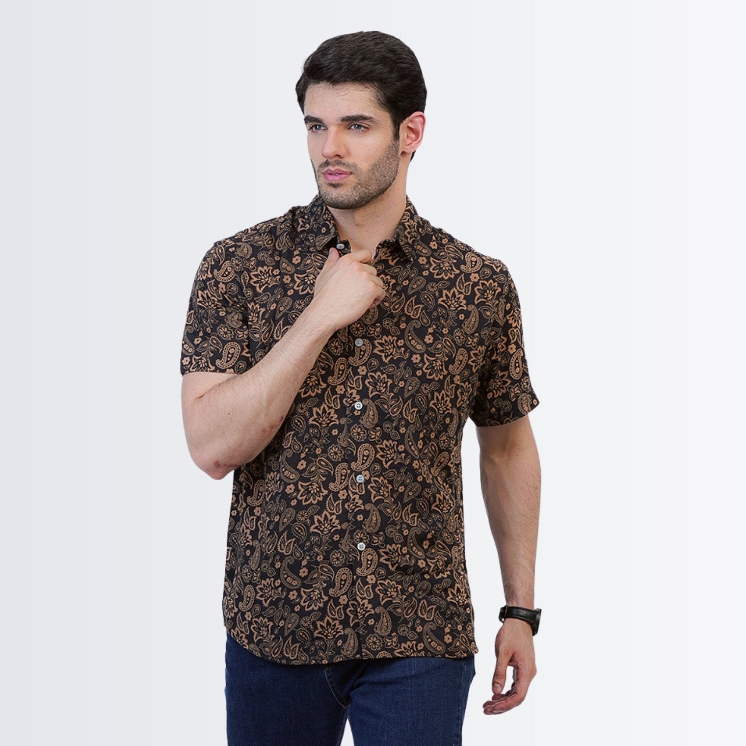 Black Floral Printed Shirt