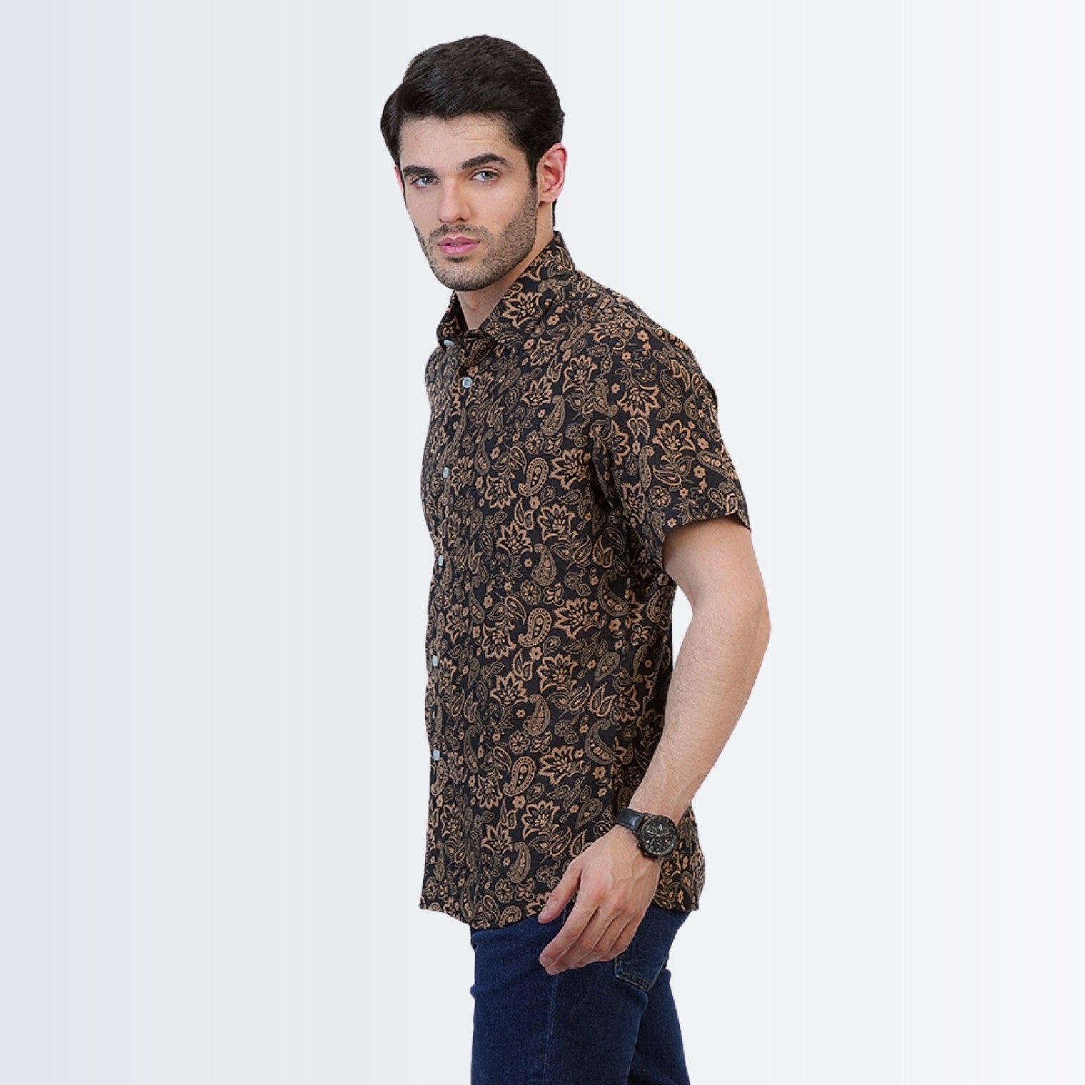 Black Floral Printed Shirt