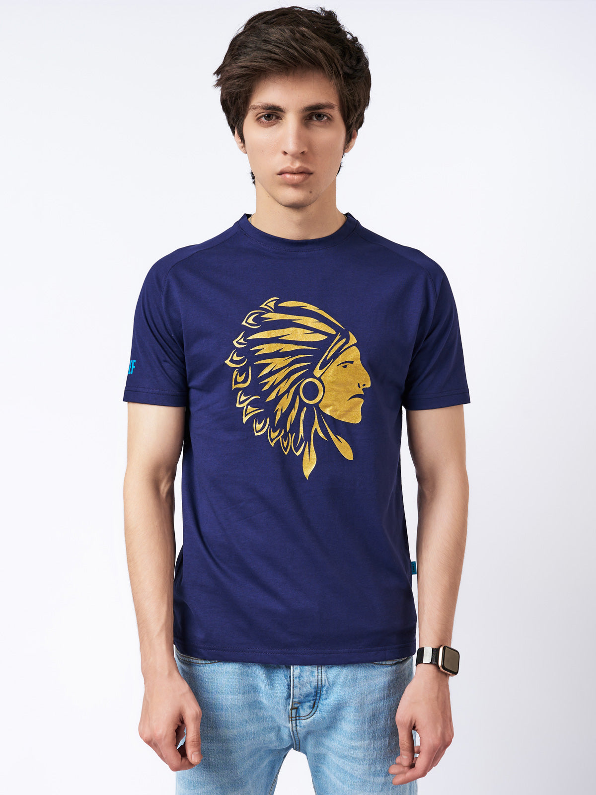 Men's Embossed Graphic T-Shirt Blue
