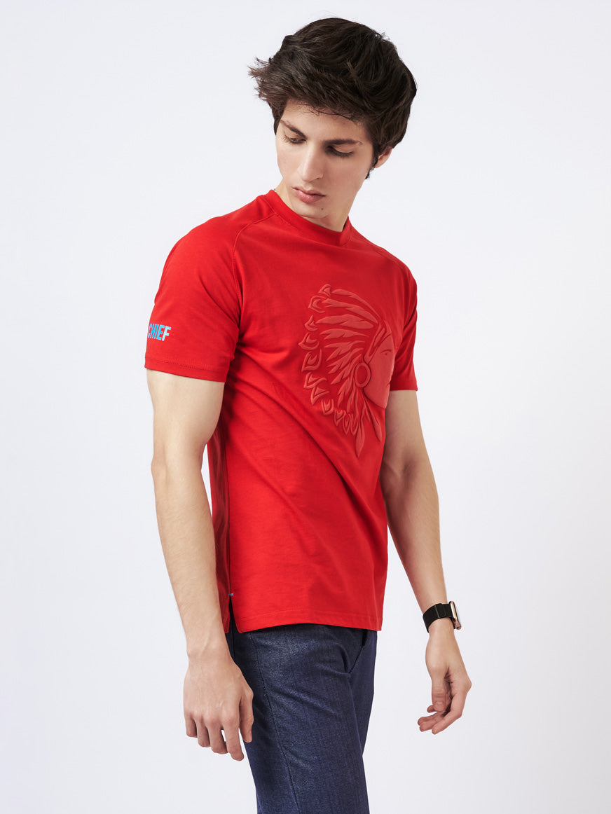 Men's Embossed Graphic T-Shirt Red
