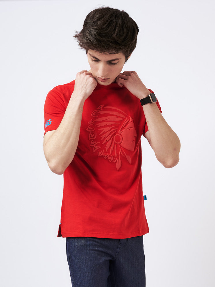 Men's Embossed Graphic T-Shirt Red