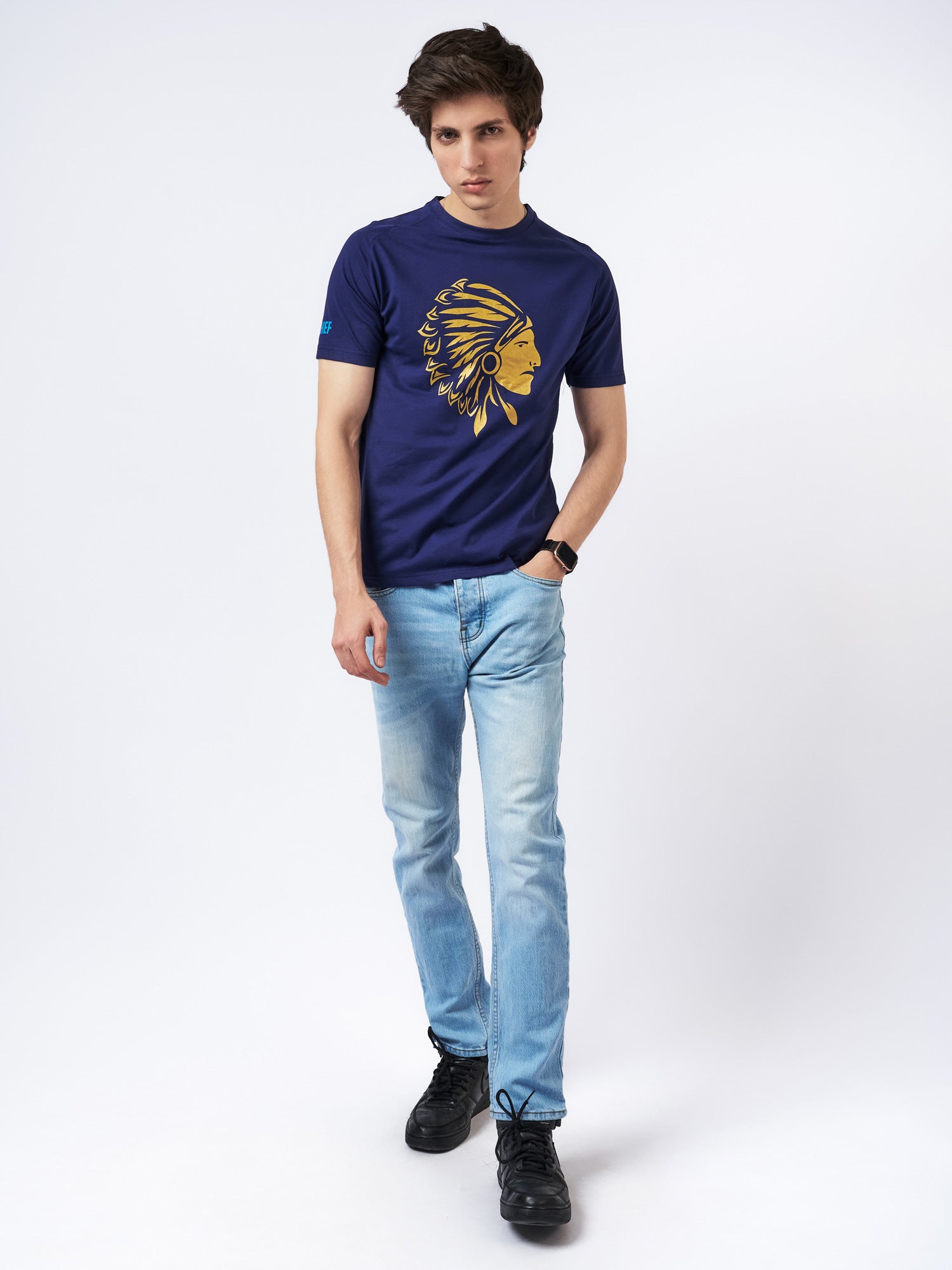 Men's Embossed Graphic T-Shirt Blue