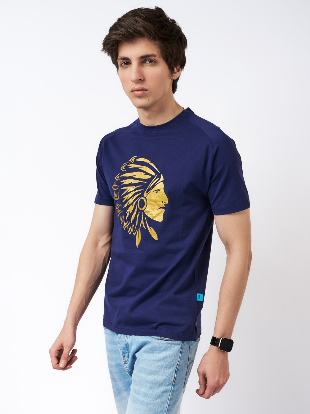 Men's Embossed Graphic T-Shirt Blue