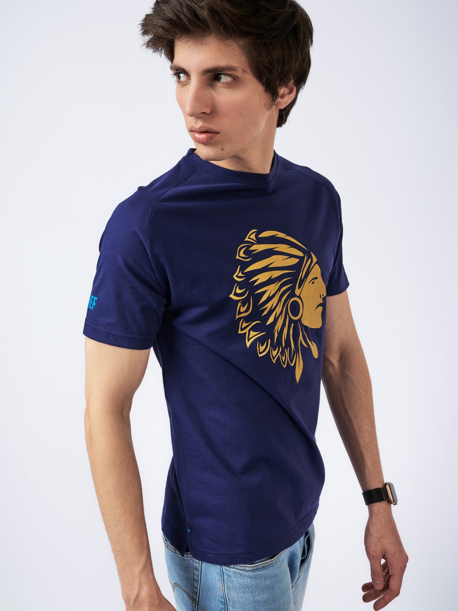 Men's Embossed Graphic T-Shirt Blue