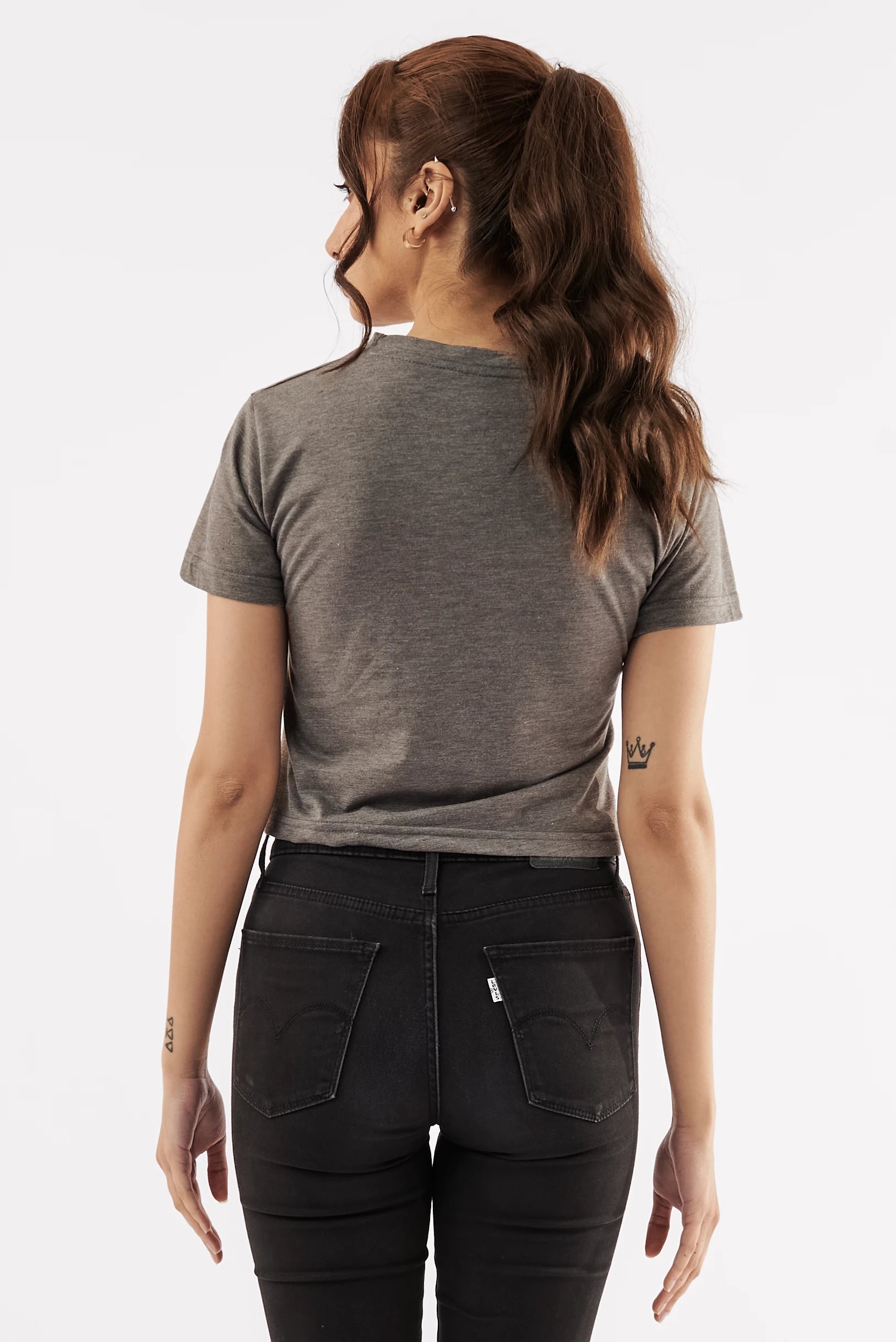 Women's Teddy Graphic Crop Tee Grey
