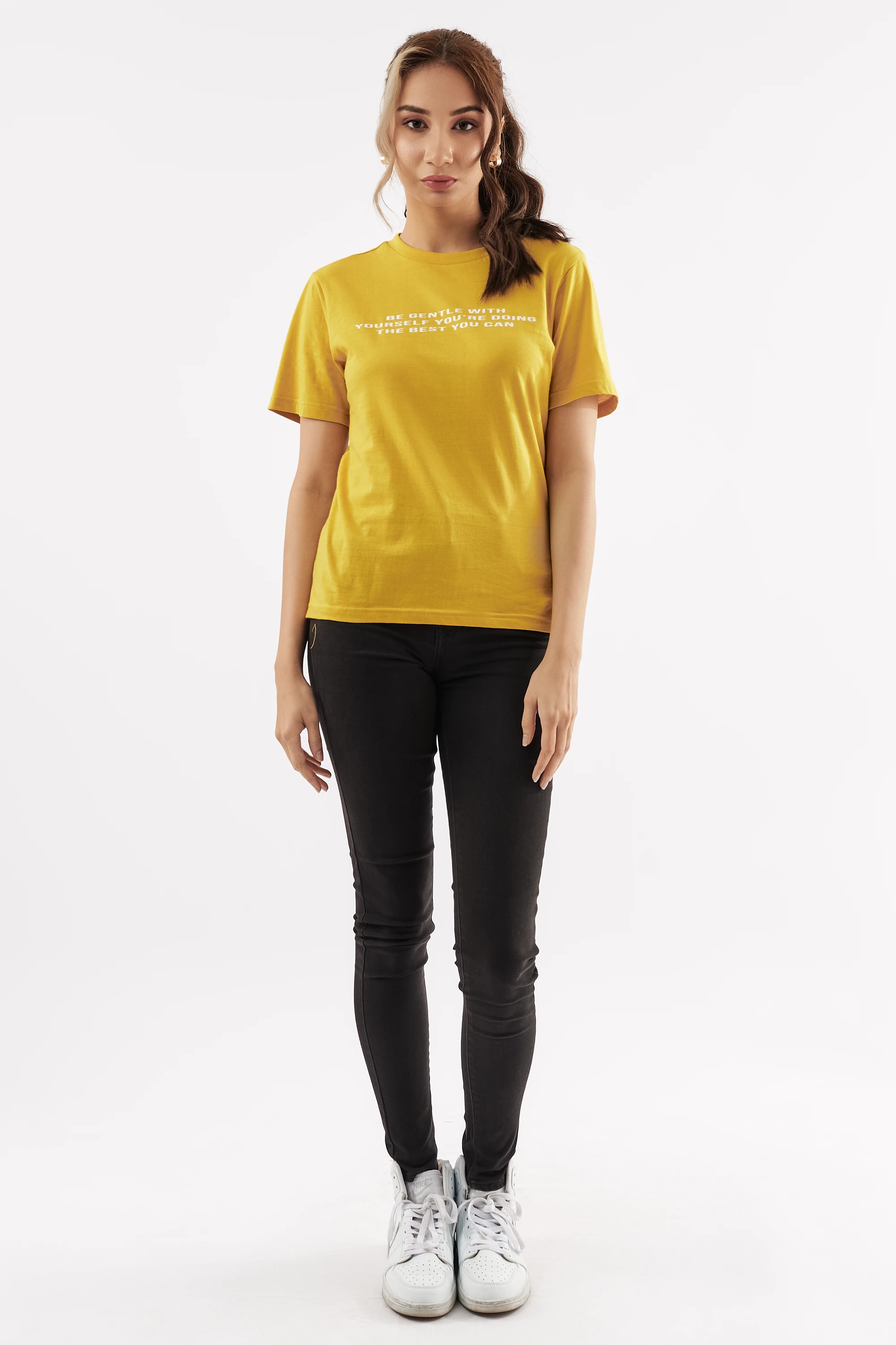 Women's Self-Compassion Graphic T-Shirt Mustard