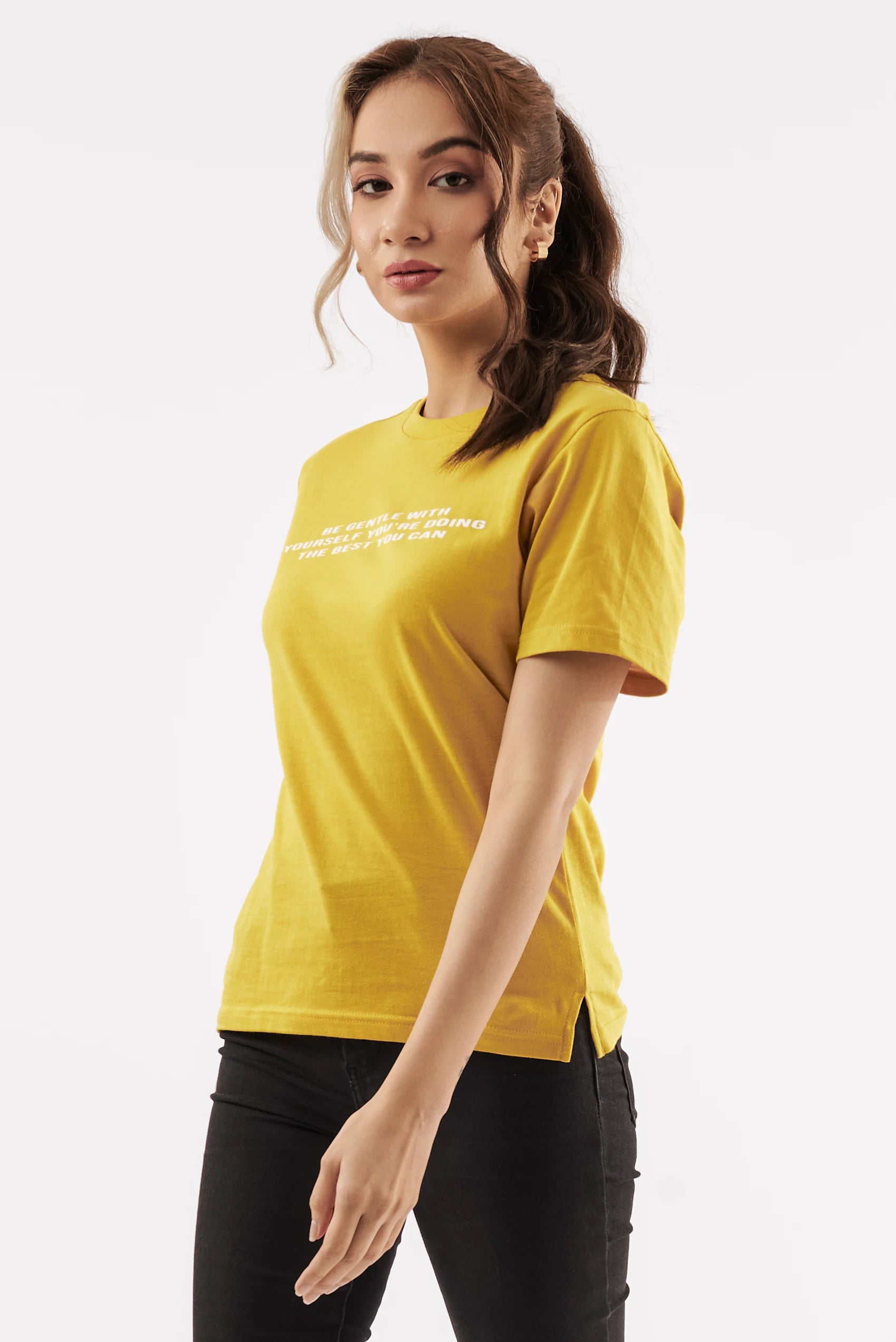 Women's Self-Compassion Graphic T-Shirt Mustard