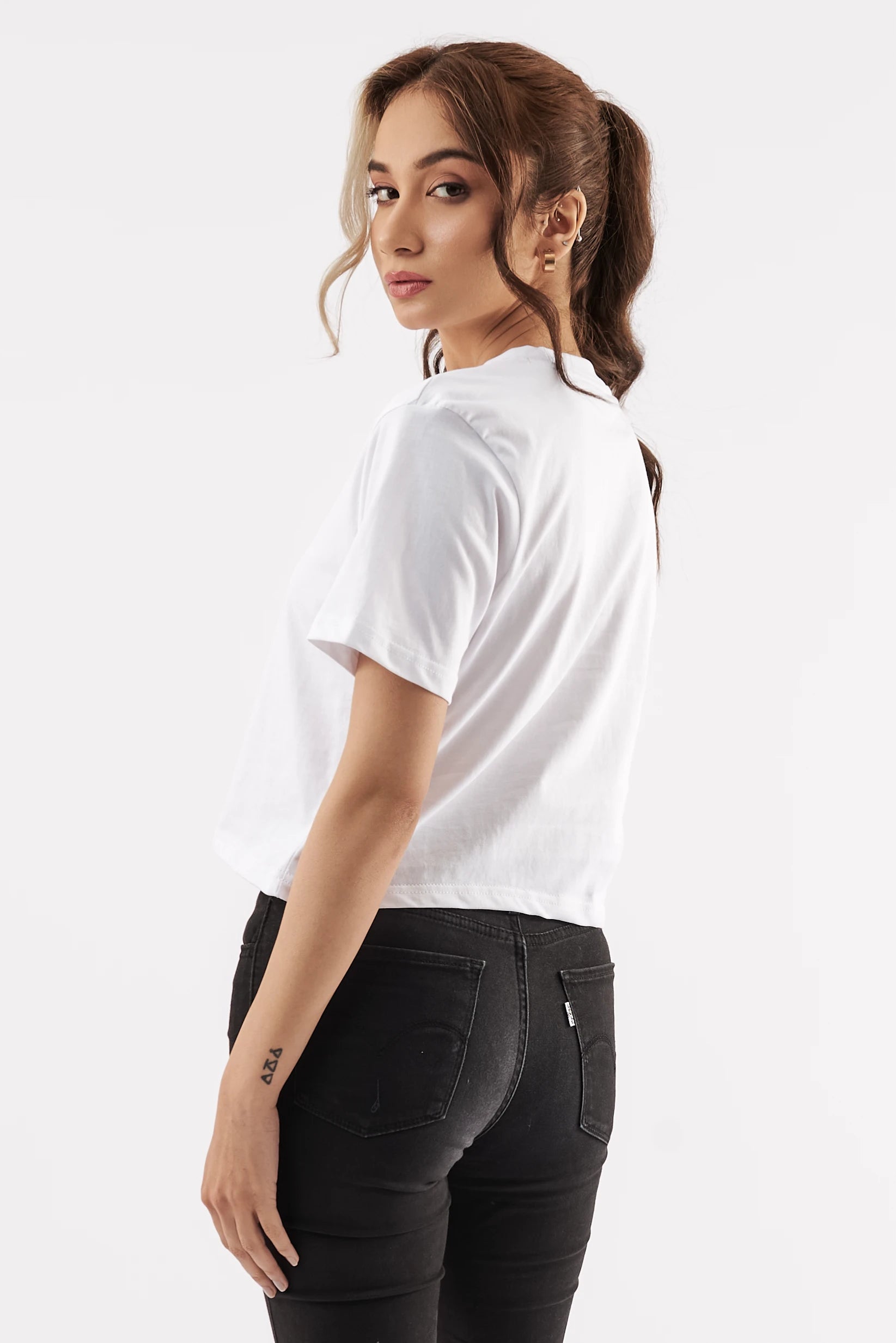 Women's Good Vibes Crop Tee White