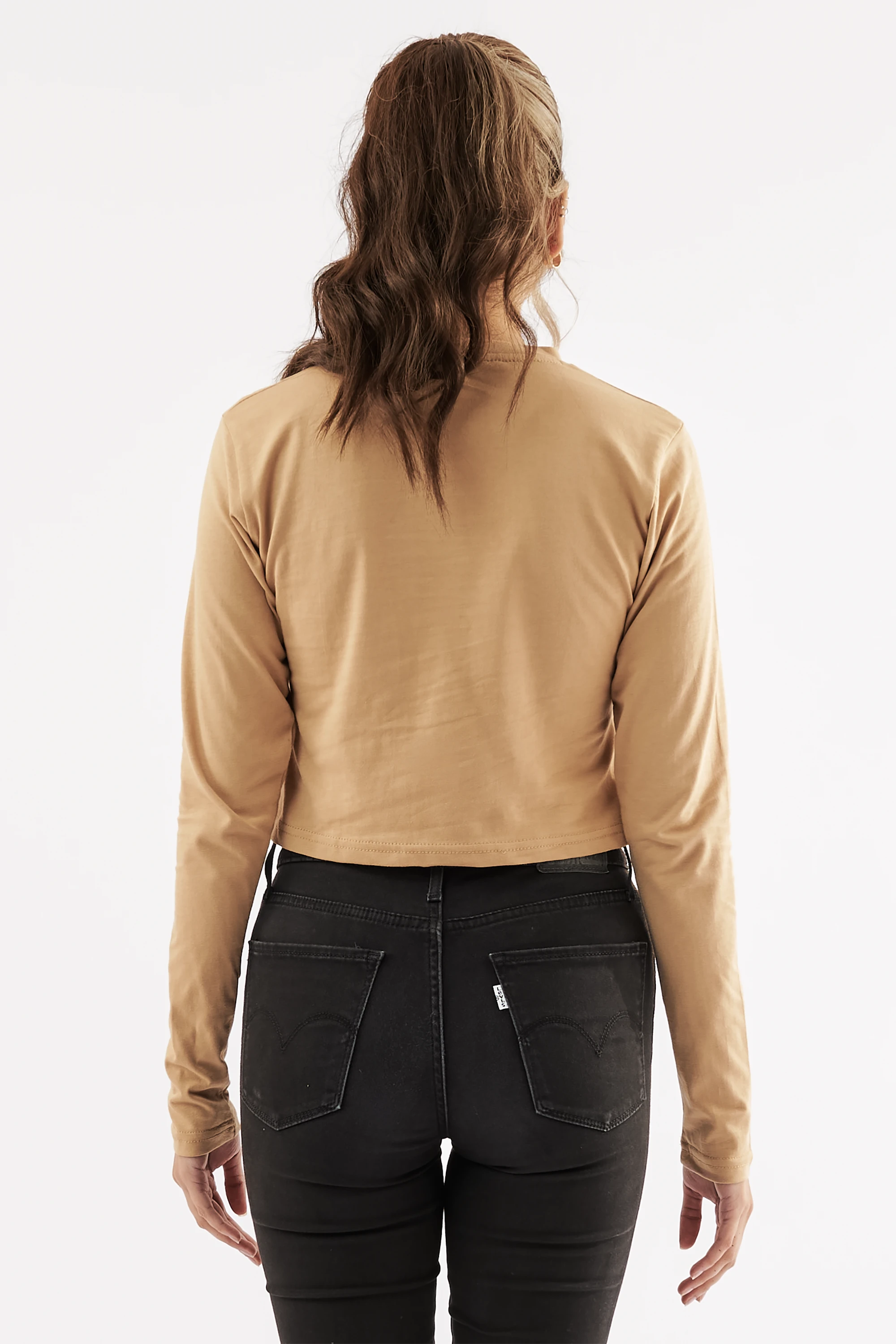 Women's Full Sleeve Crop Tee Sand