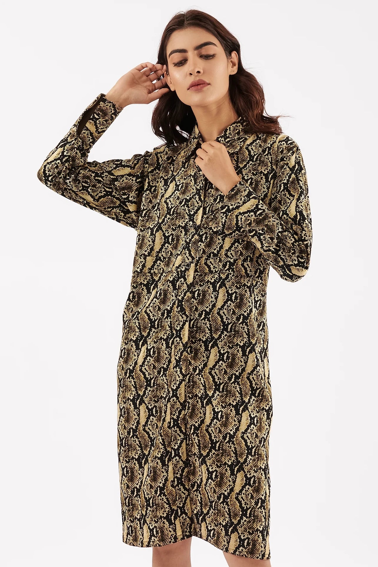 Women's Python Print Button Down Dress