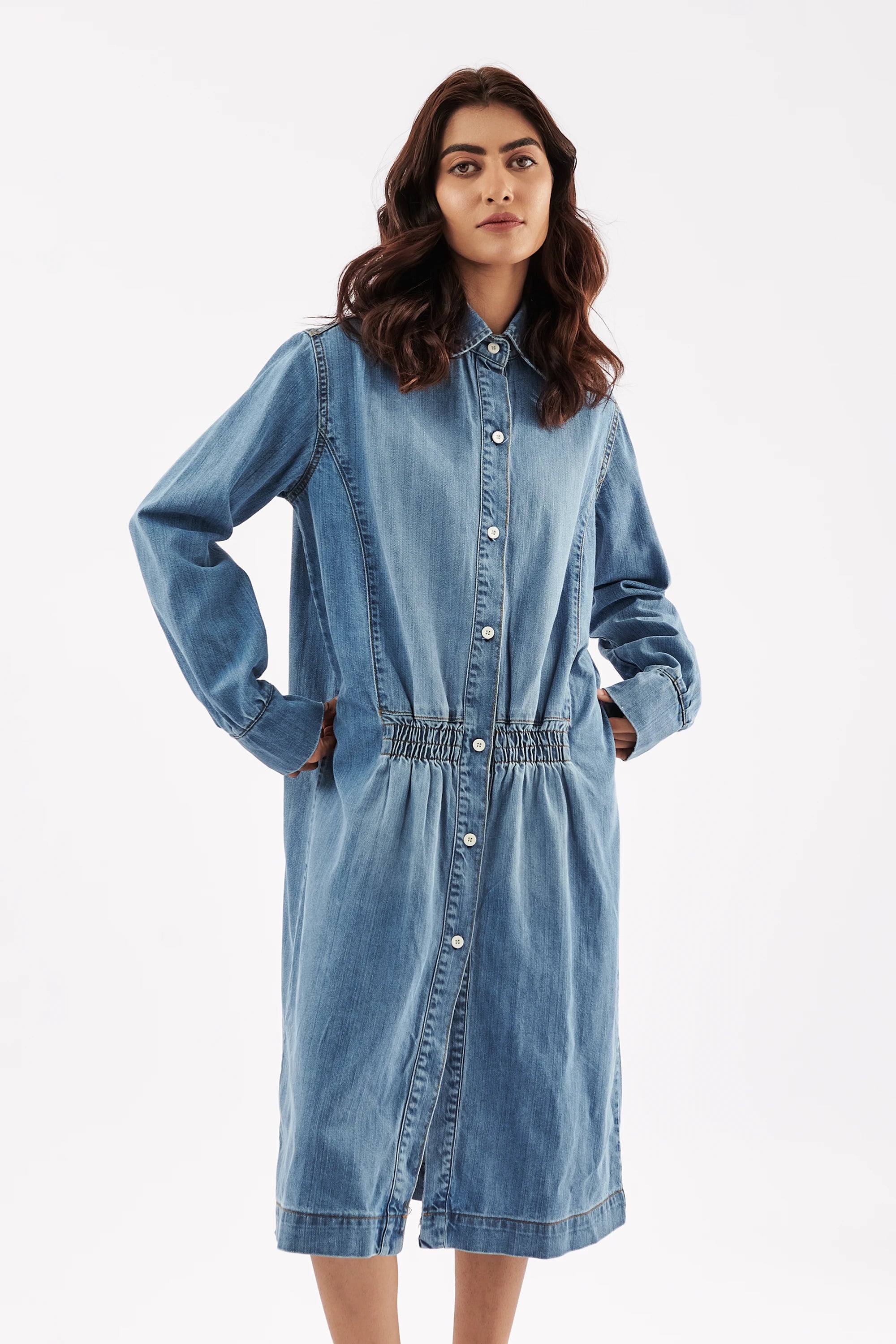 Long sleeve denim long dresses shop