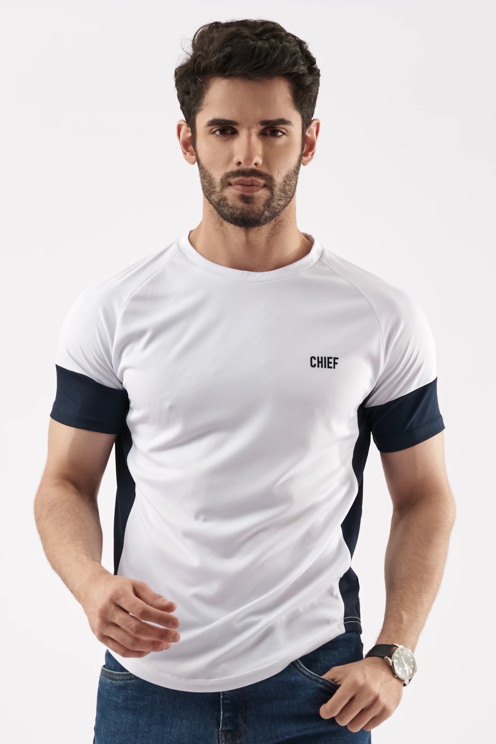 Men's performance shirt - White / Blue