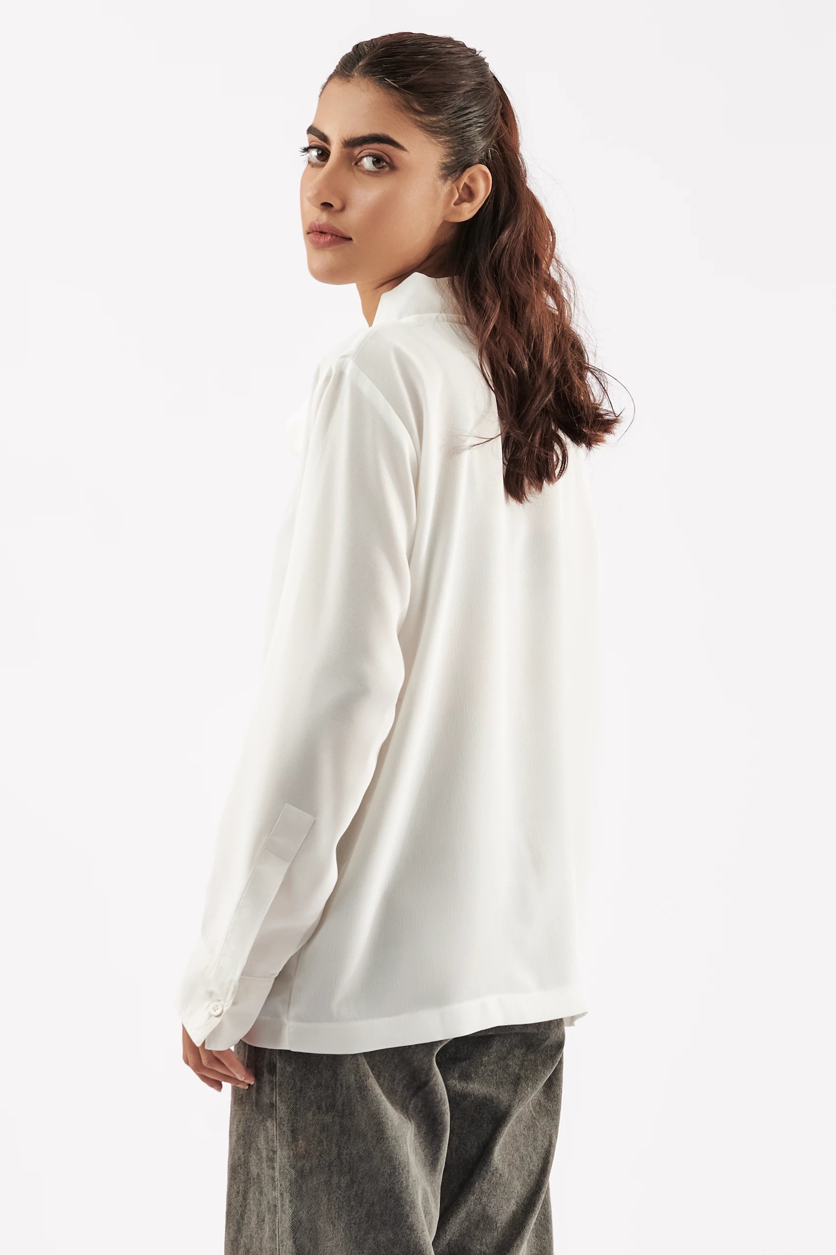 Women's Self Tie Neck Blouse White