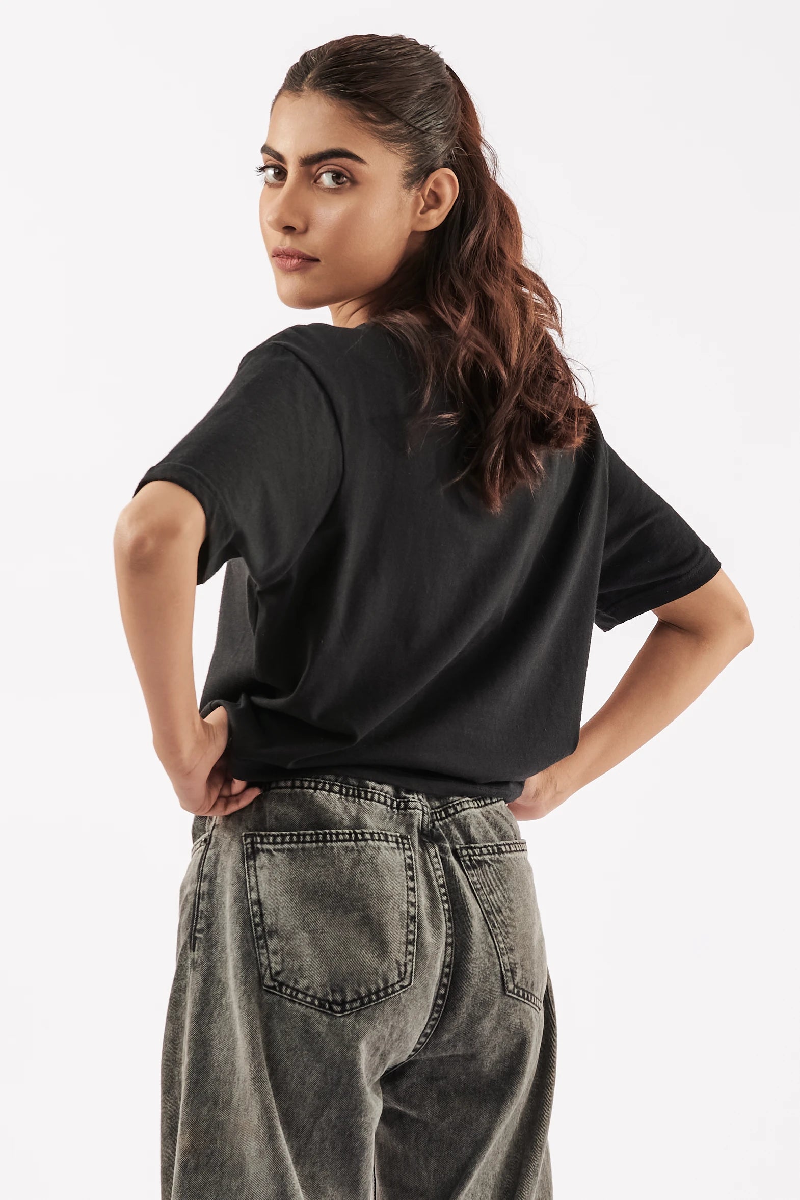 Women's Good Vibes Crop Tee Black