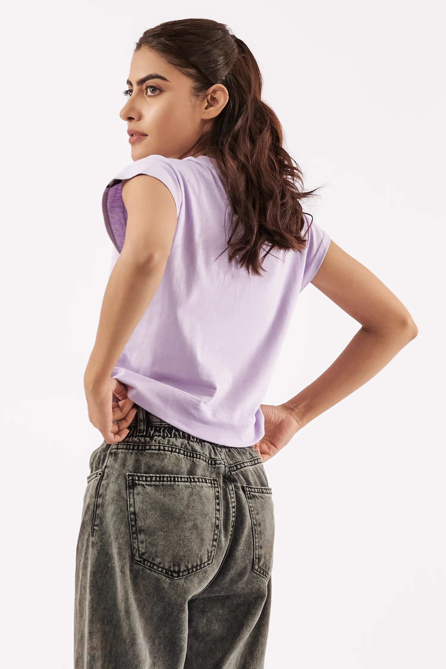 Women's Striped Muscle Tee Purple