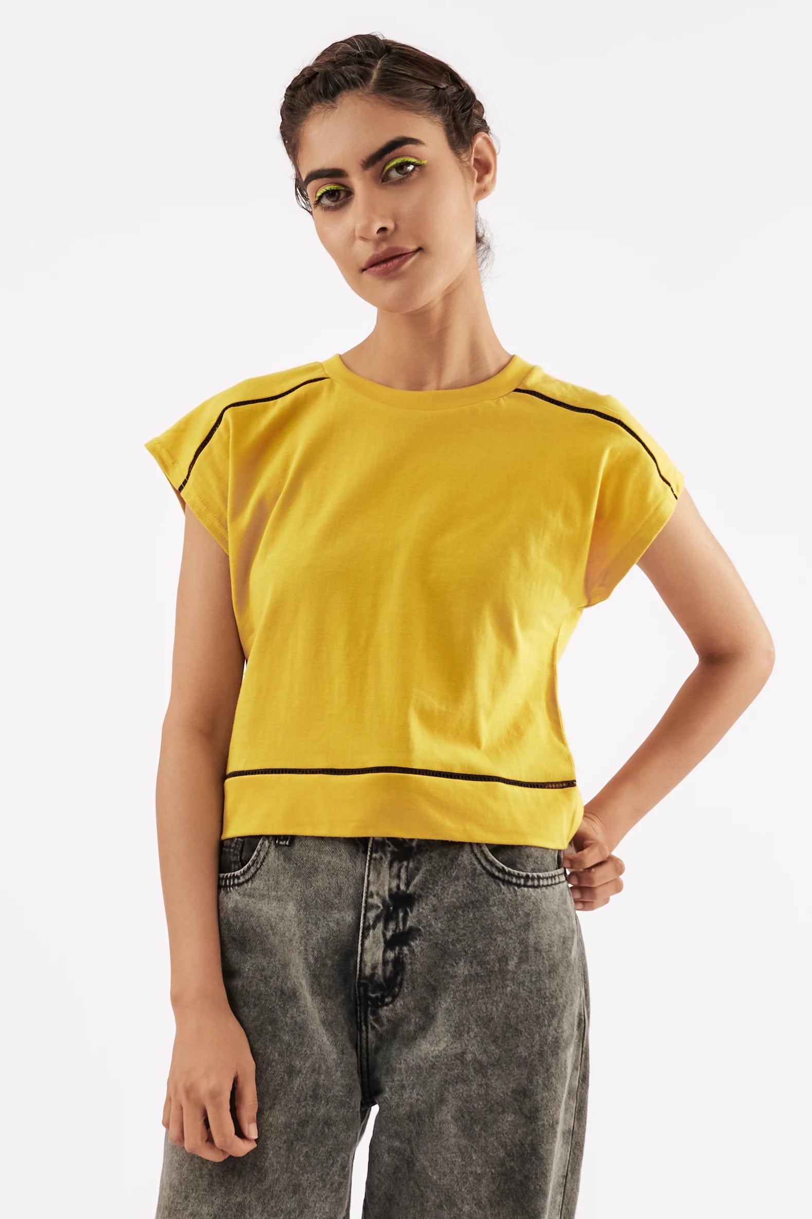 Women's Striped Muscle Tee Mustard