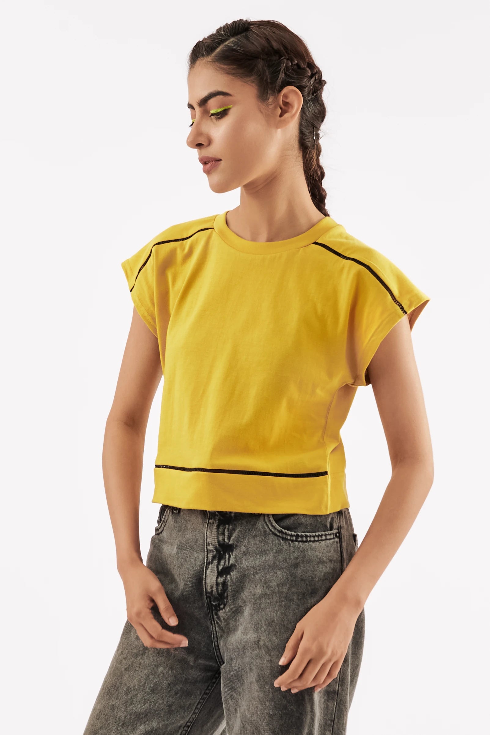 Women's Striped Muscle Tee Mustard