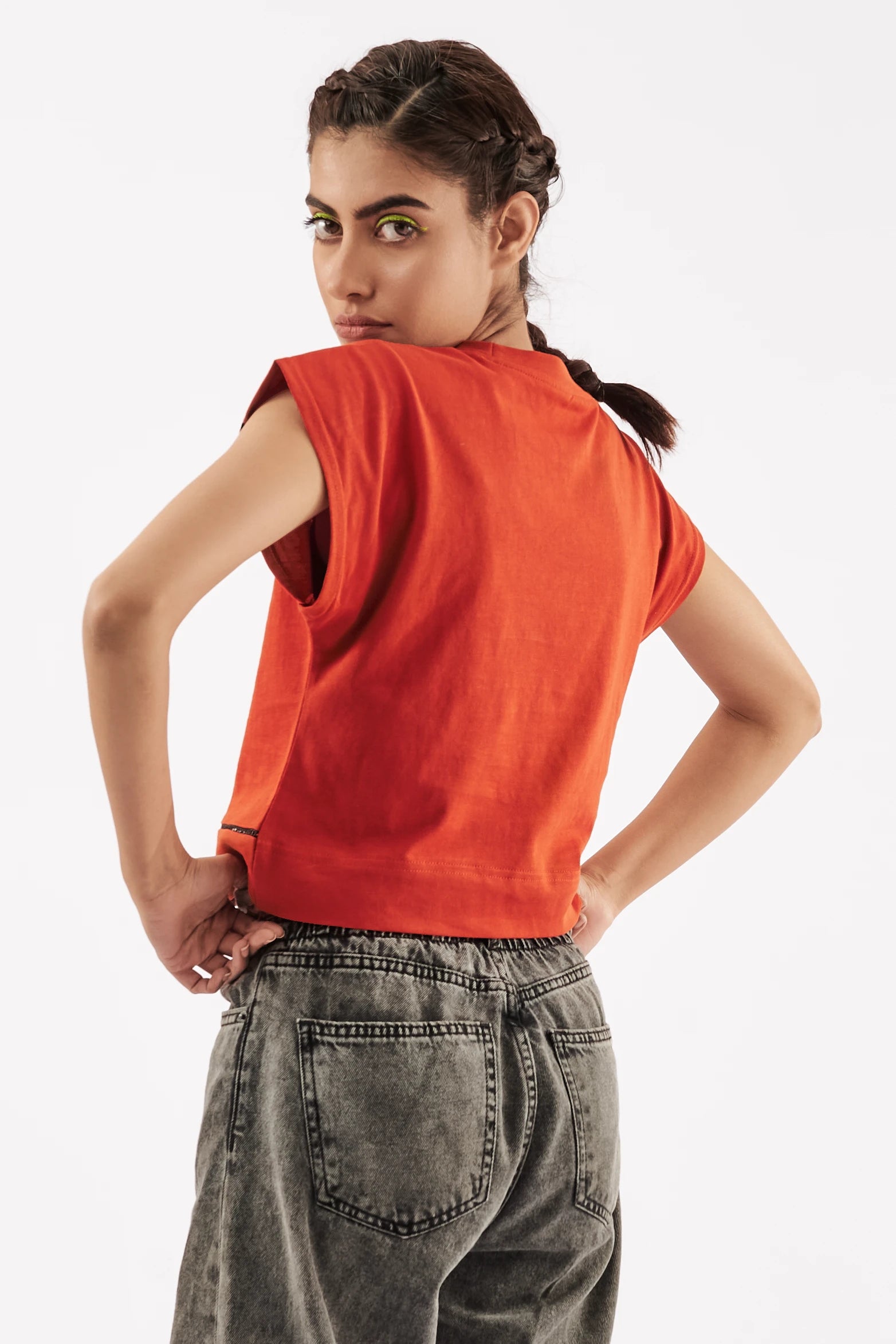 Women's Striped Muscle Tee Clay Red
