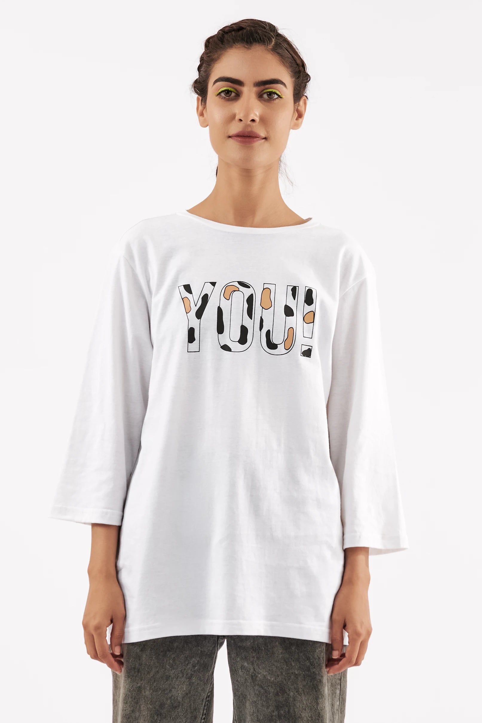Women's Cow Print Graphic T-Shirt White