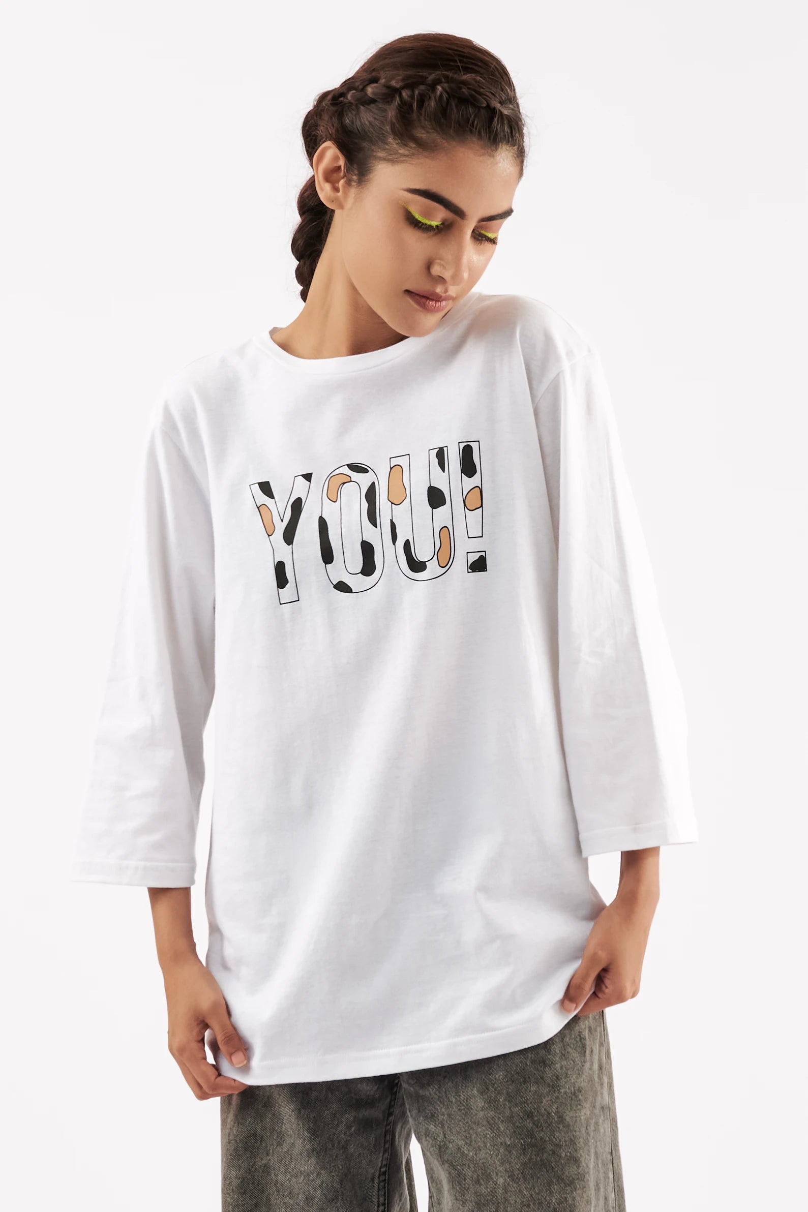 Women's Cow Print Graphic T-Shirt White