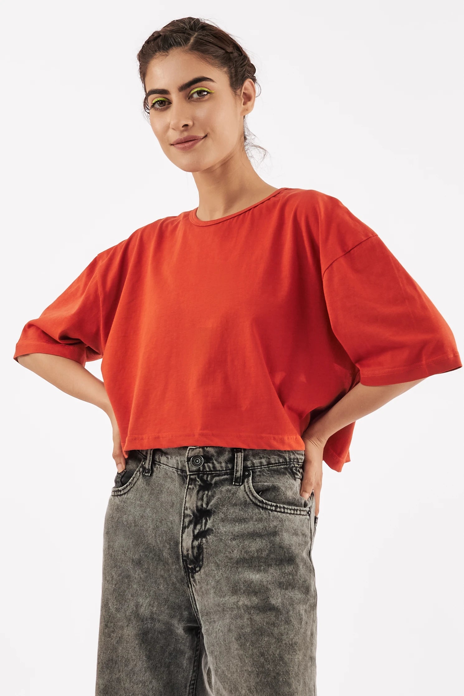 Women's Relaxed Crop Top Clay Red