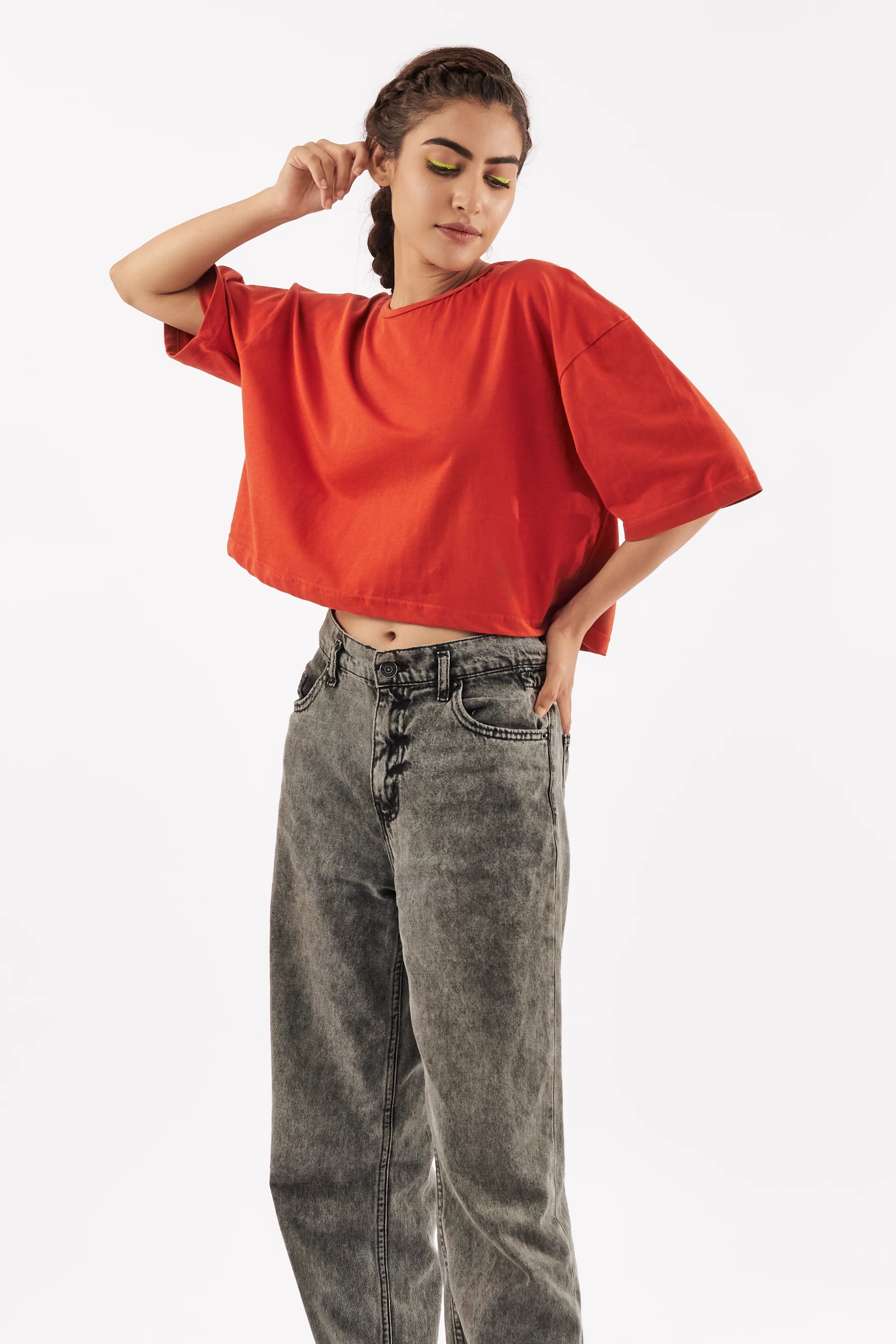 Women's Relaxed Crop Top Clay Red