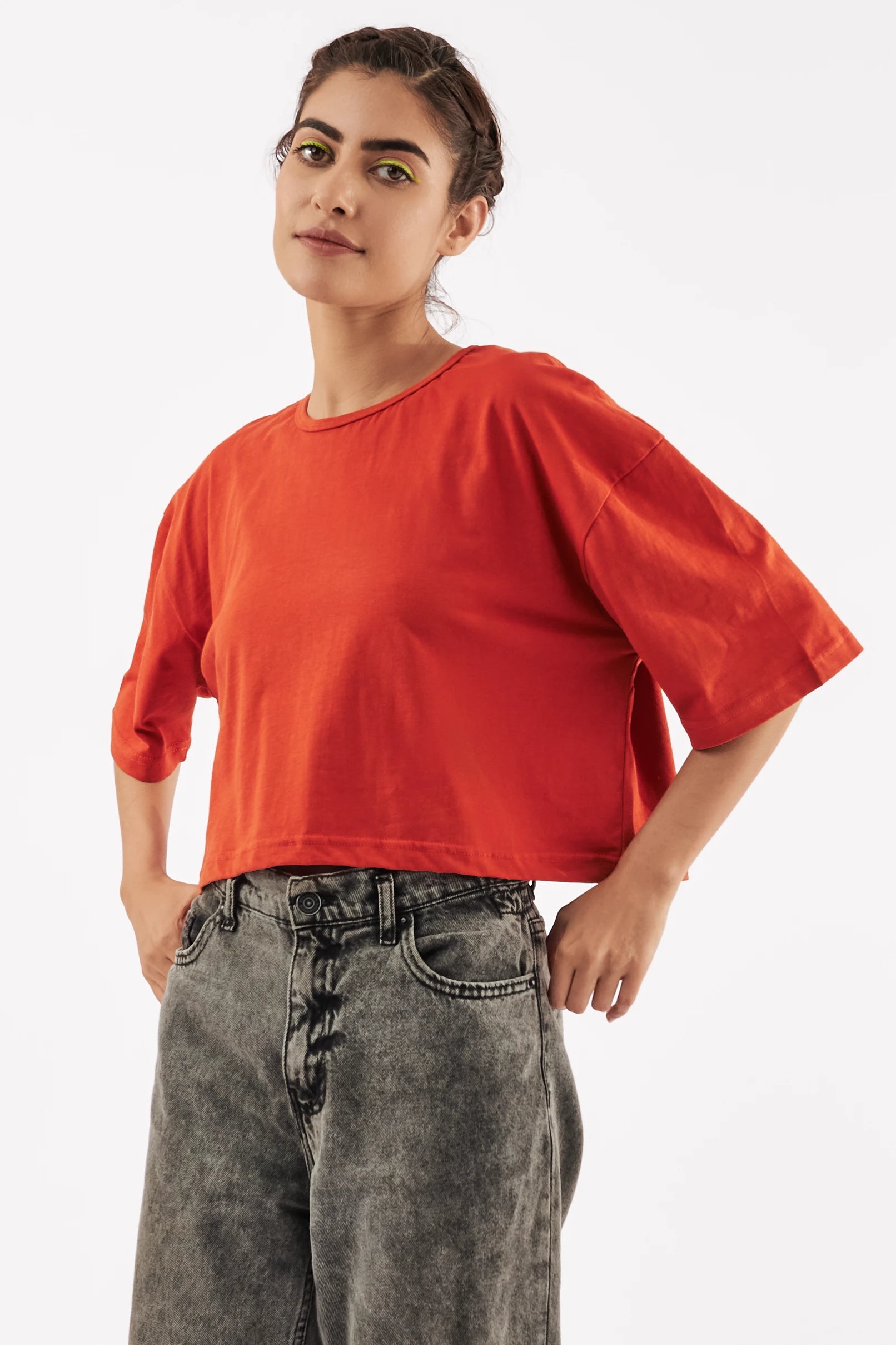 Women's Relaxed Crop Top Clay Red