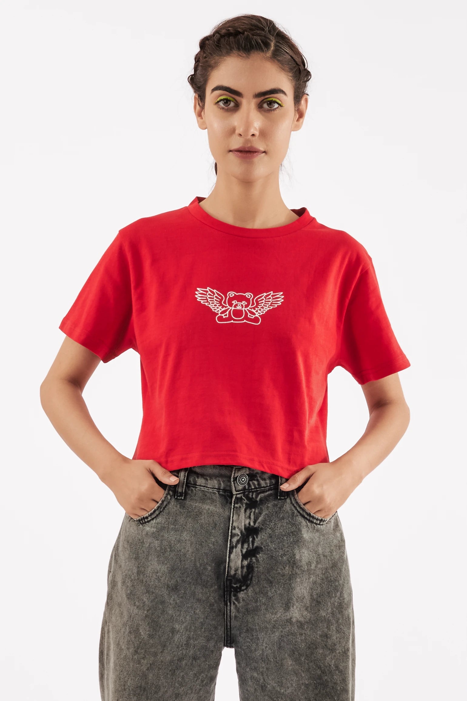 Women's Teddy Graphic Crop Tee Red