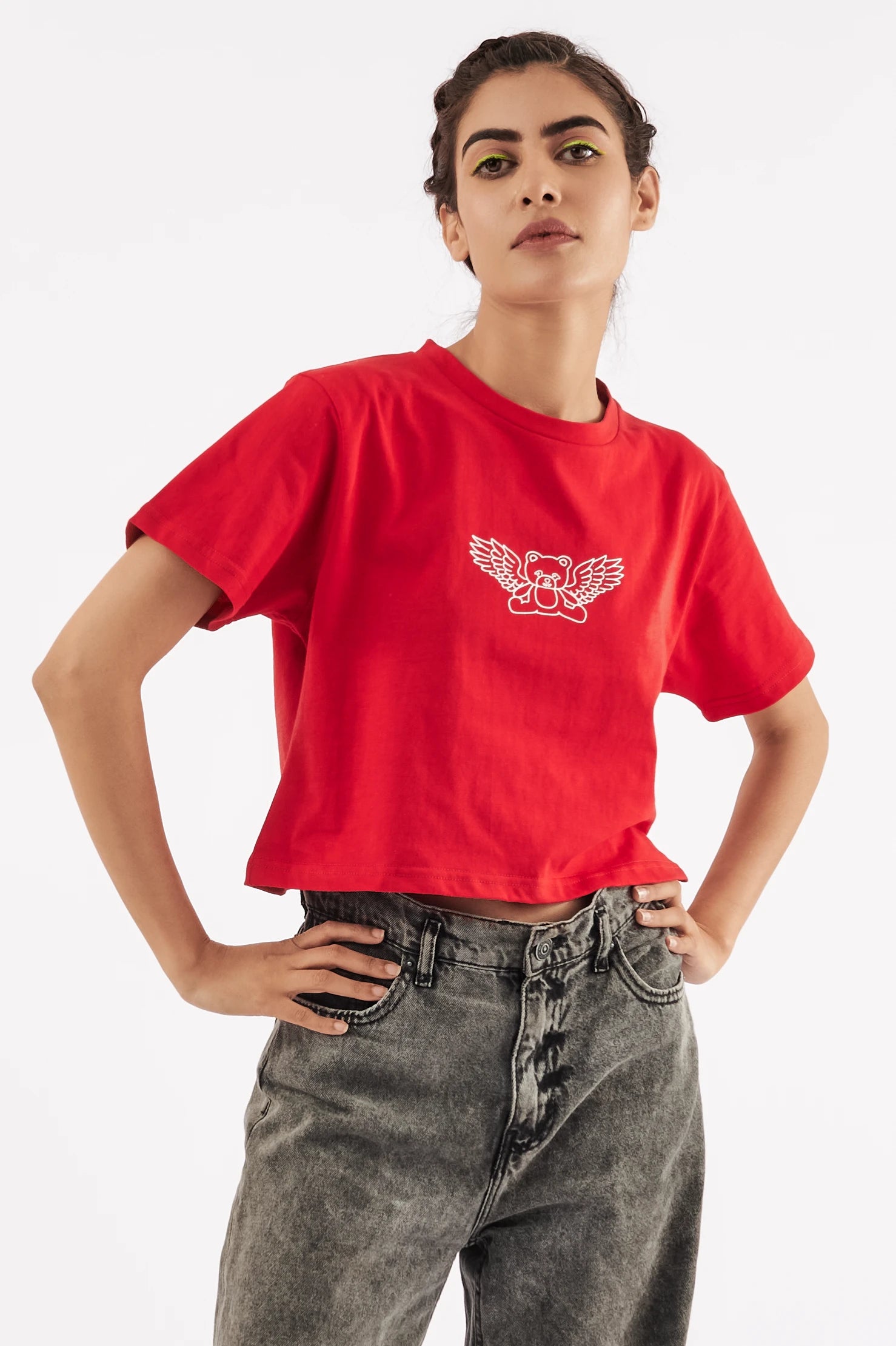 Women's Teddy Graphic Crop Tee Red