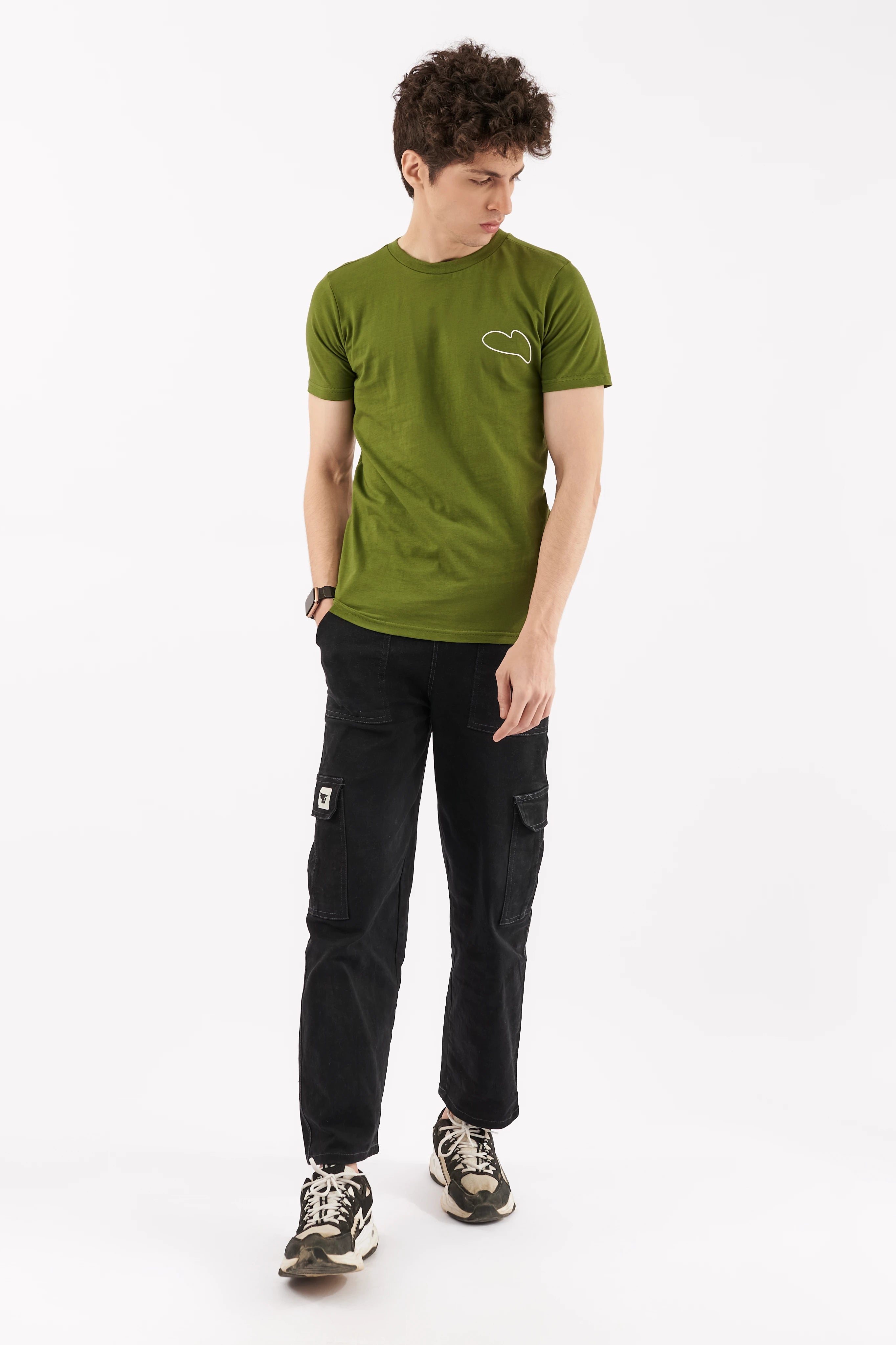 Men's Screen Print T-Shirt Olive Green