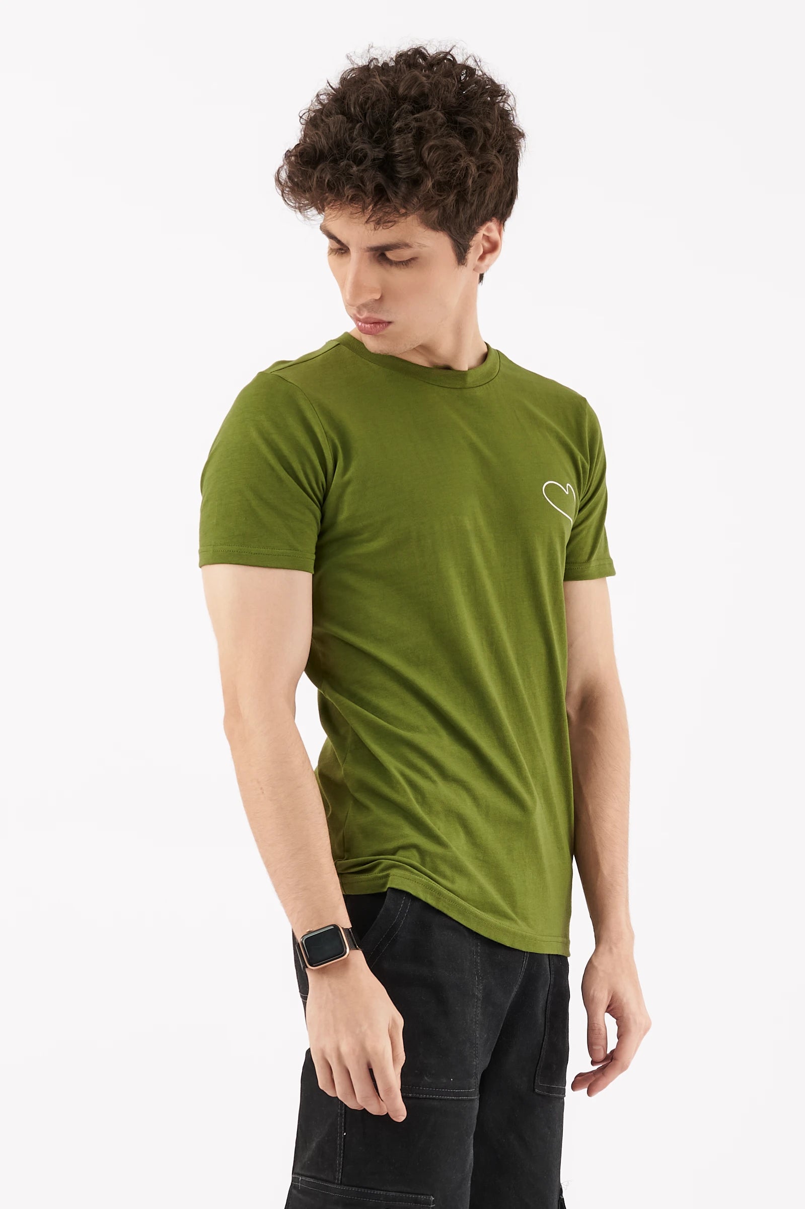 Men's Screen Print T-Shirt Olive Green