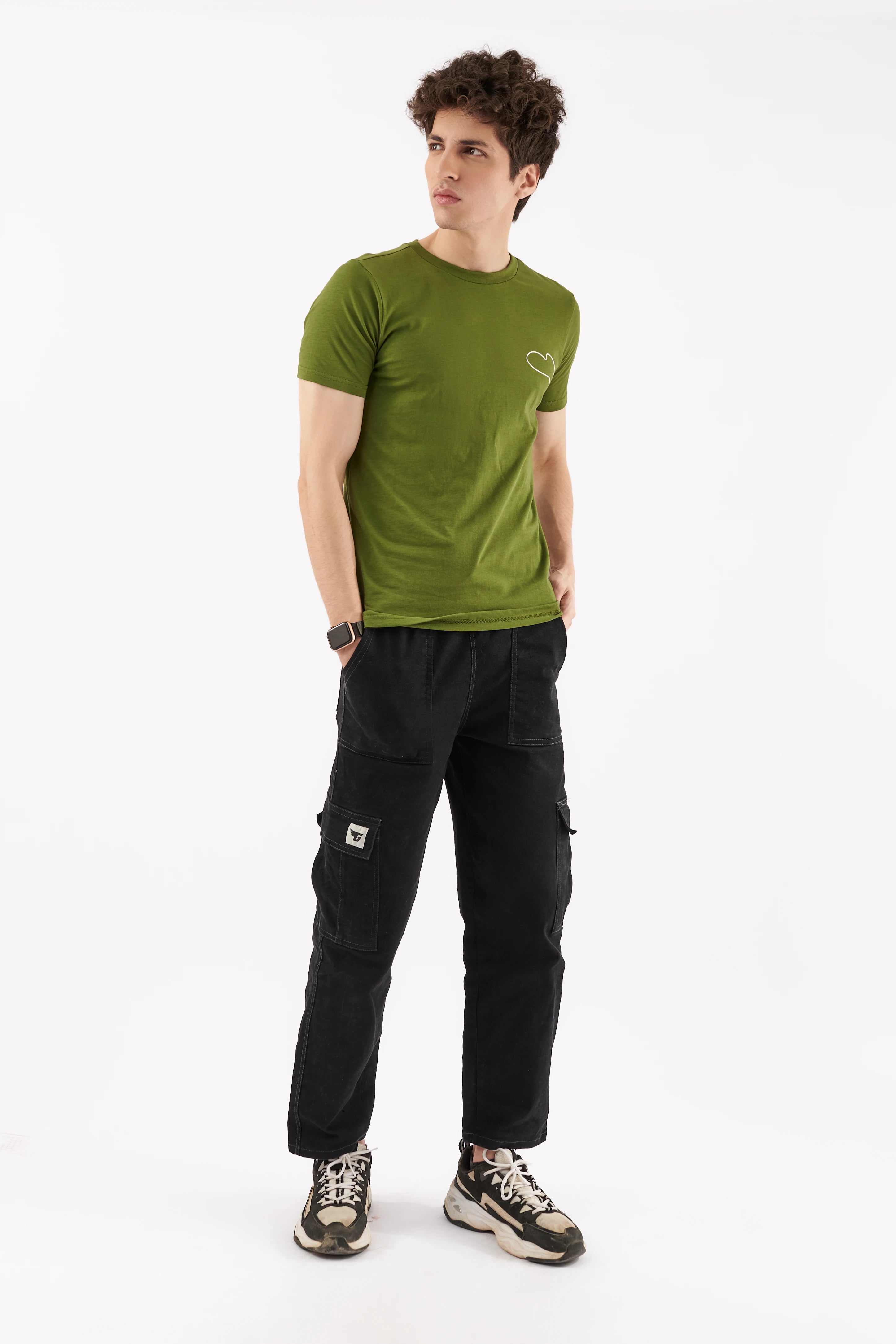 Men's Screen Print T-Shirt Olive Green
