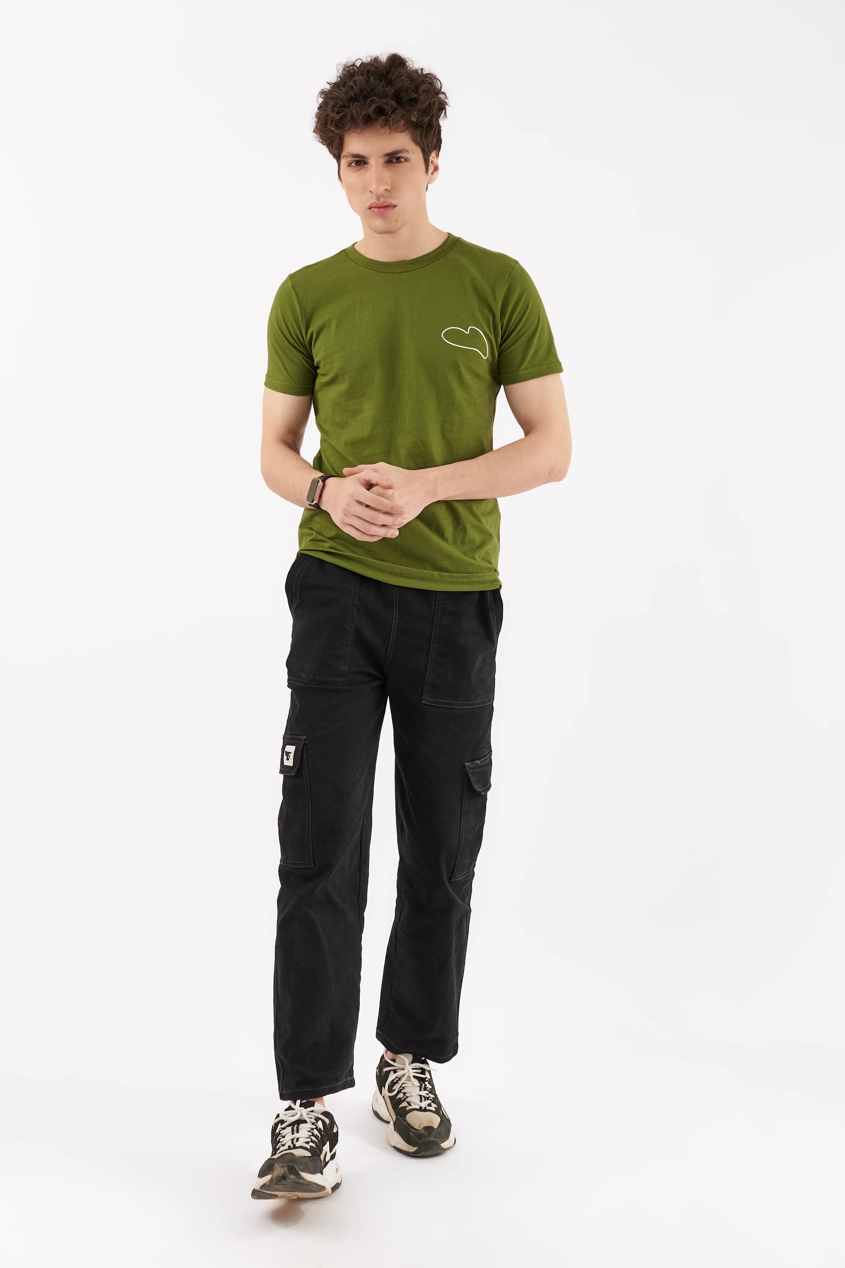 Men's Screen Print T-Shirt Olive Green