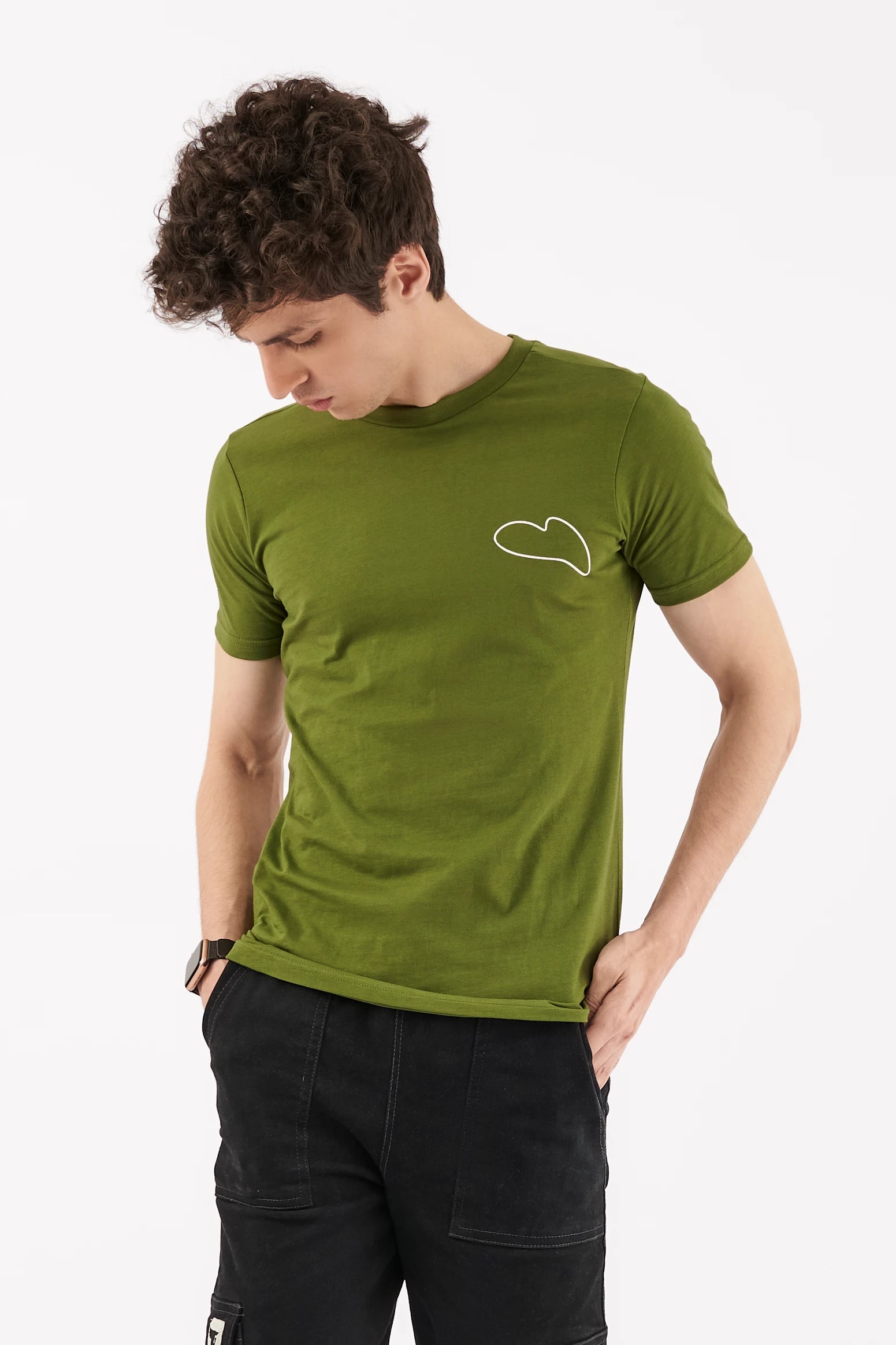 Men's Screen Print T-Shirt Olive Green