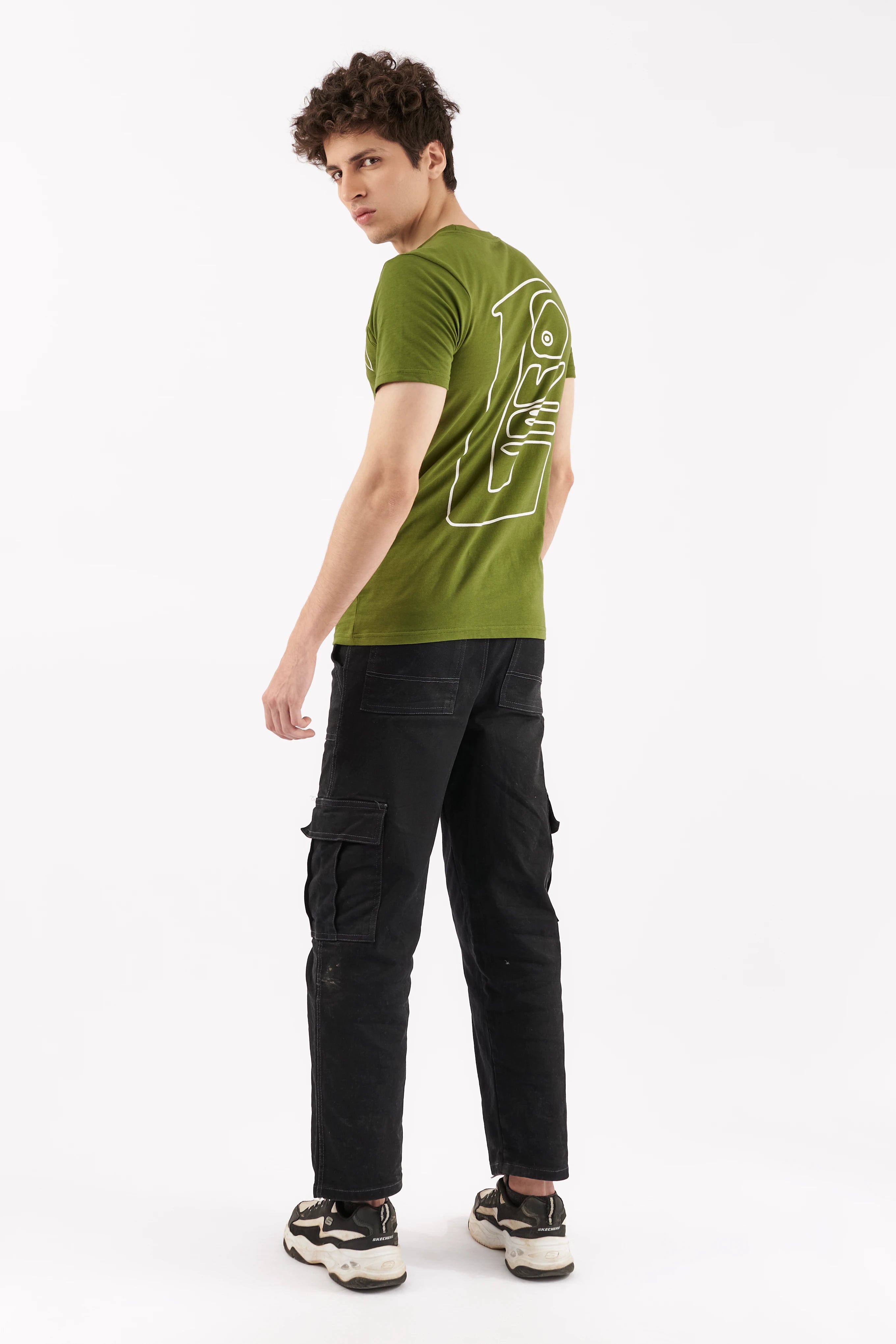 Men's Screen Print T-Shirt Olive Green