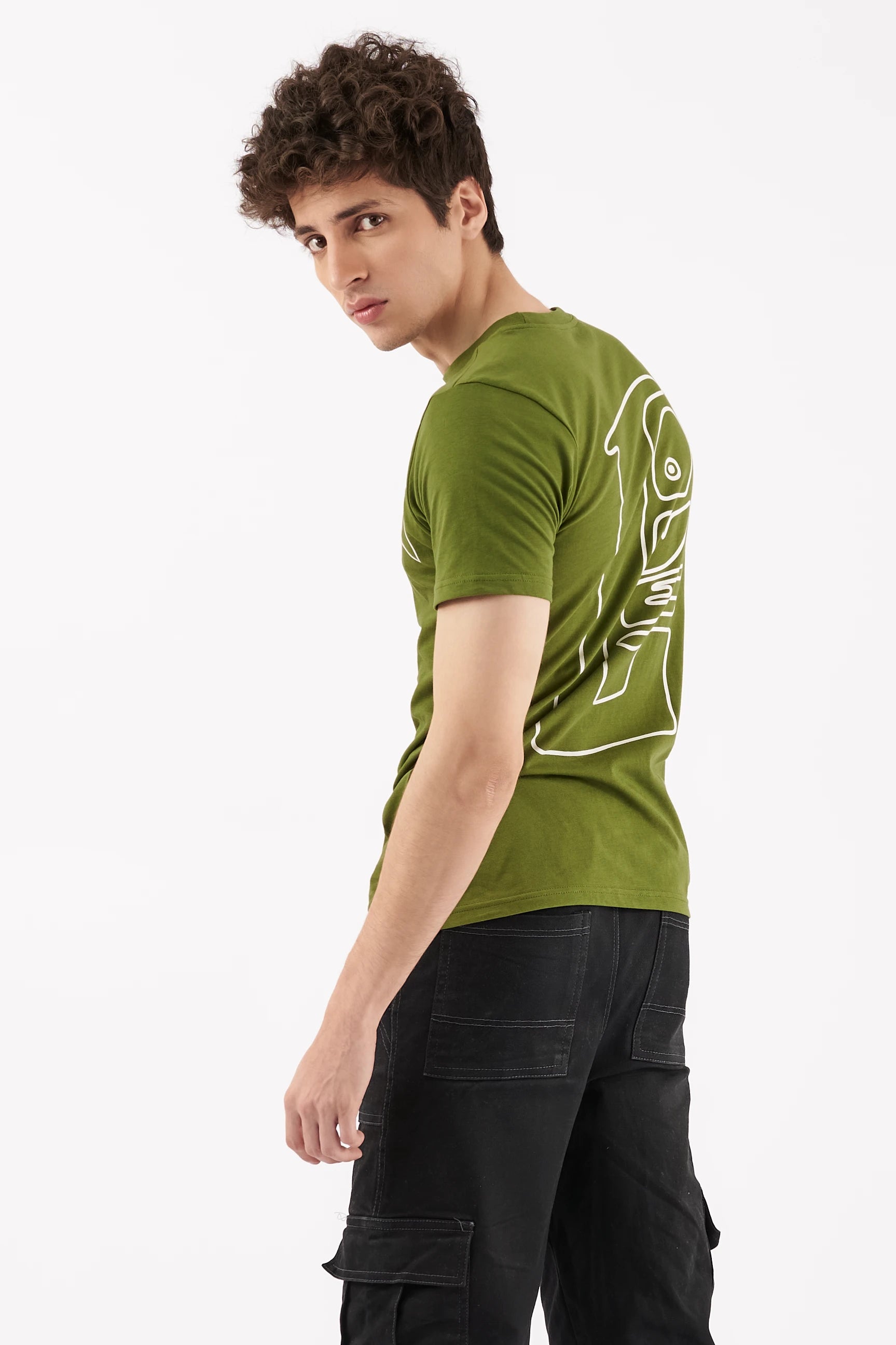 Men's Screen Print T-Shirt Olive Green