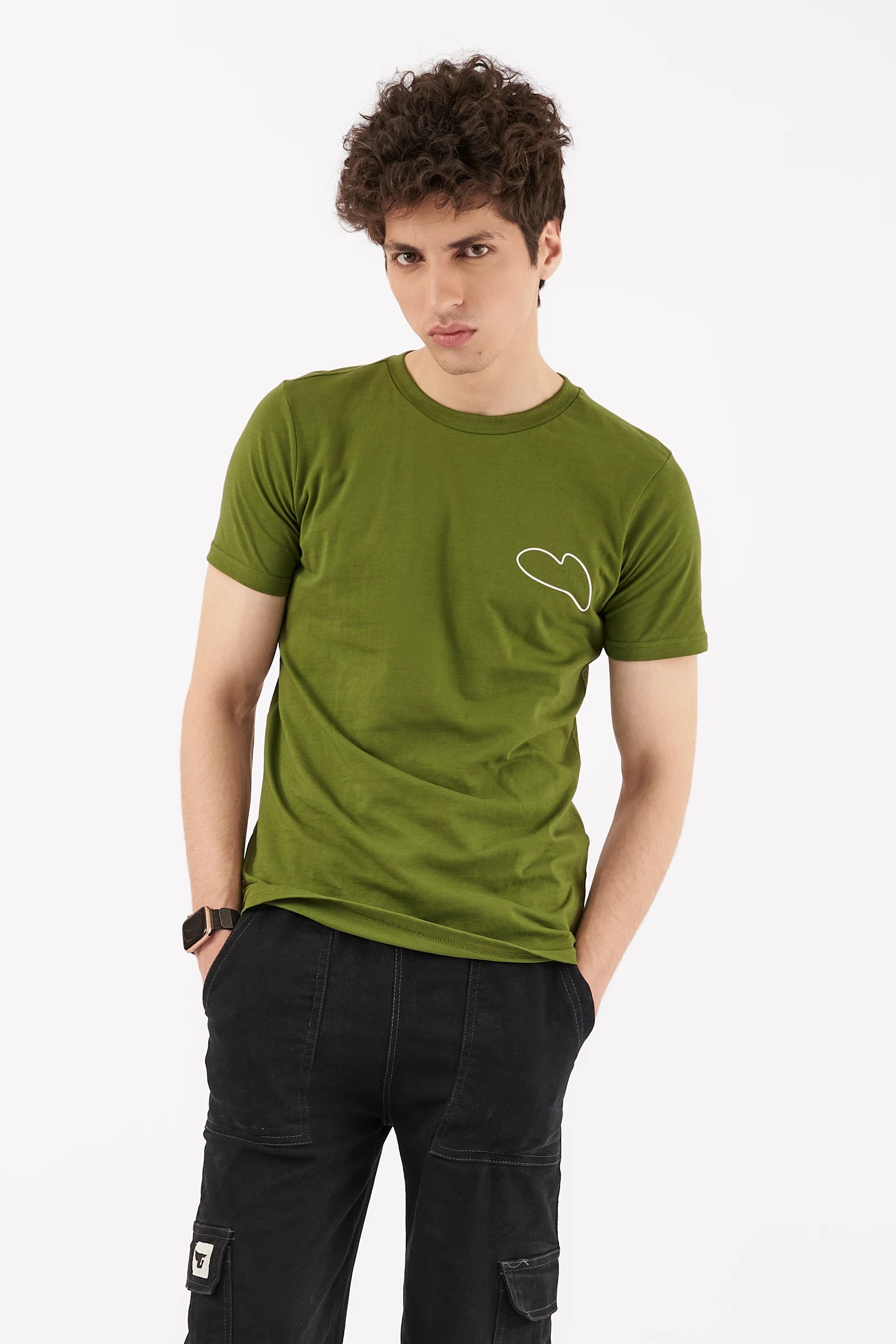 Men's Screen Print T-Shirt Olive Green