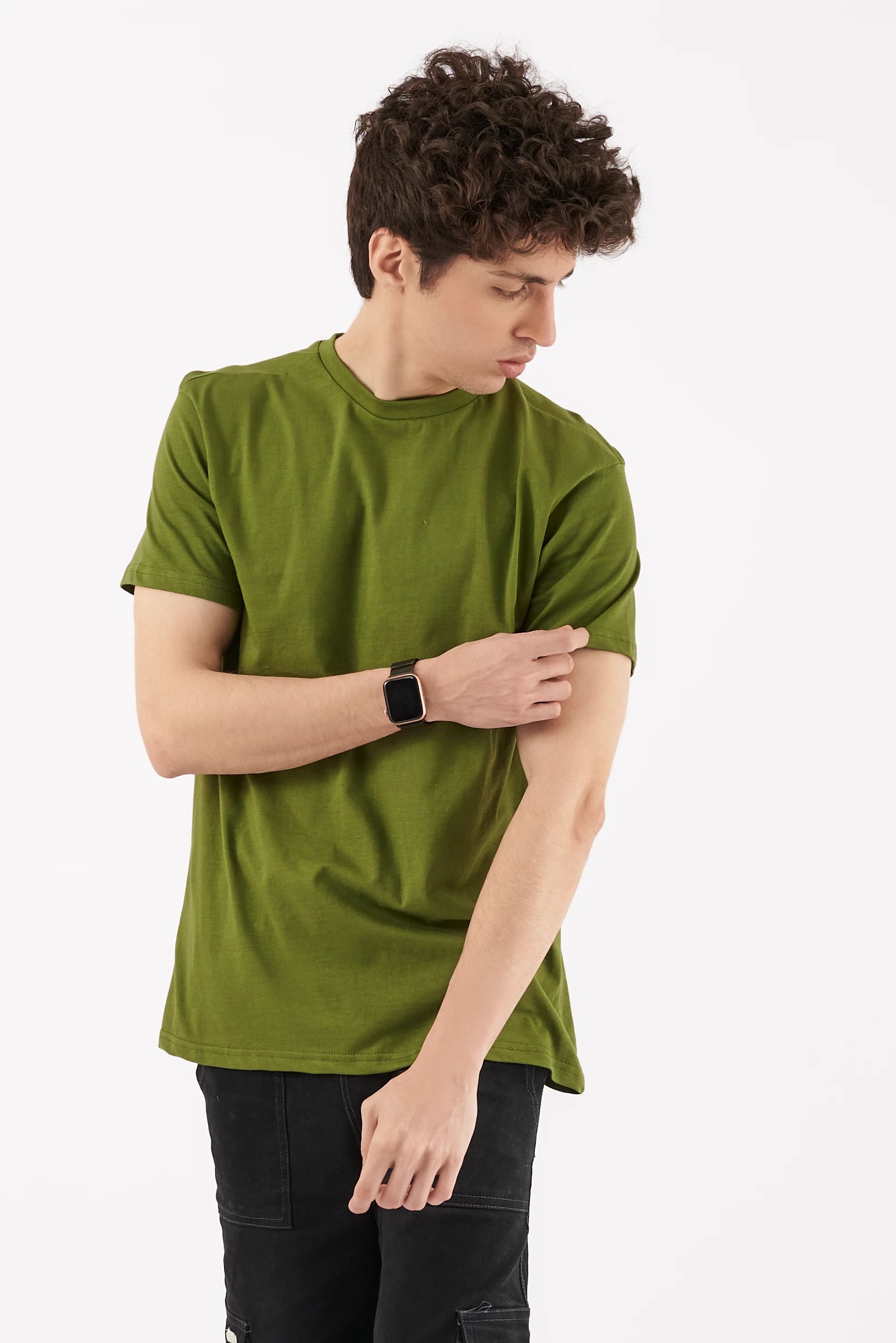Men's Crew Neck T-Shirt Olive Green