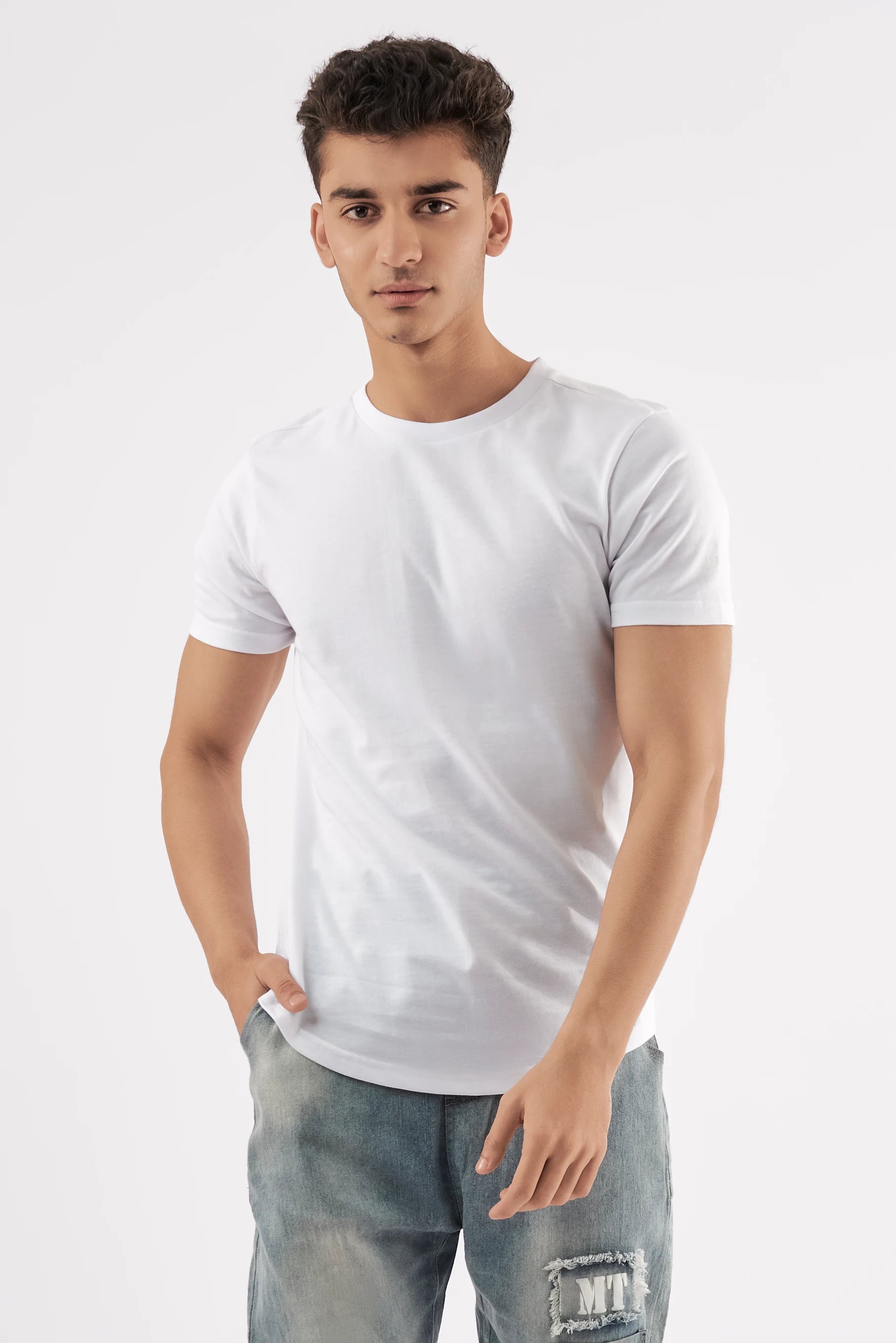 Men's Curved Hem T-Shirt White