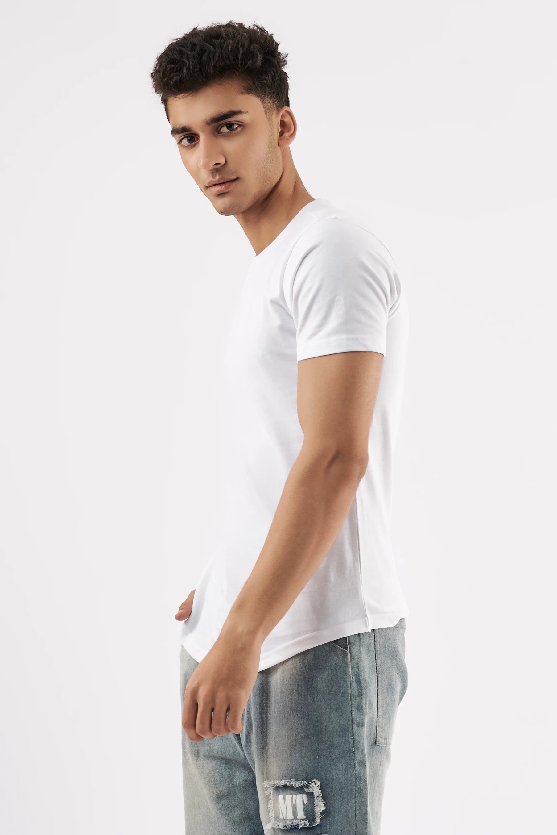 Men's Curved Hem T-Shirt White