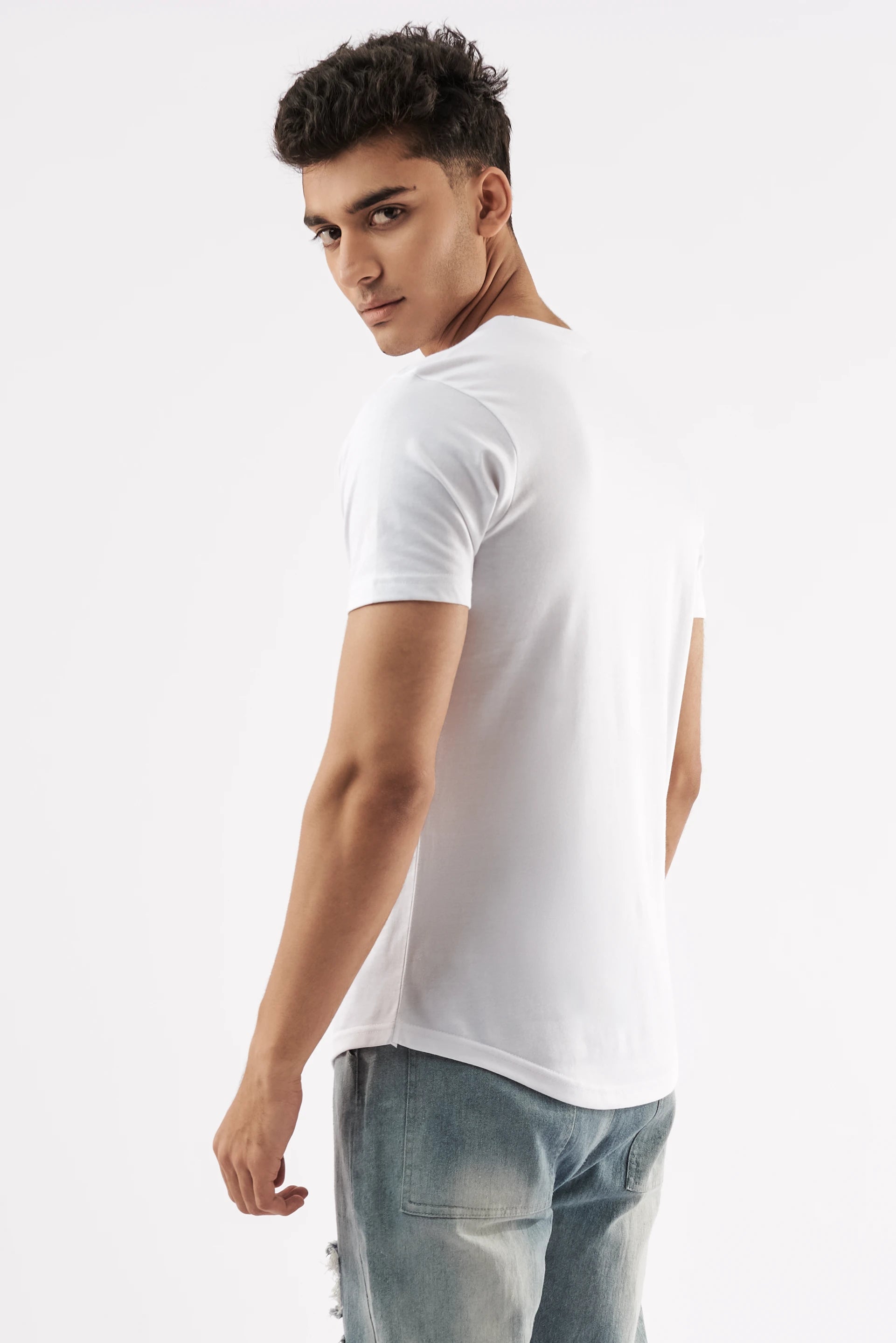 Men's Curved Hem T-Shirt White