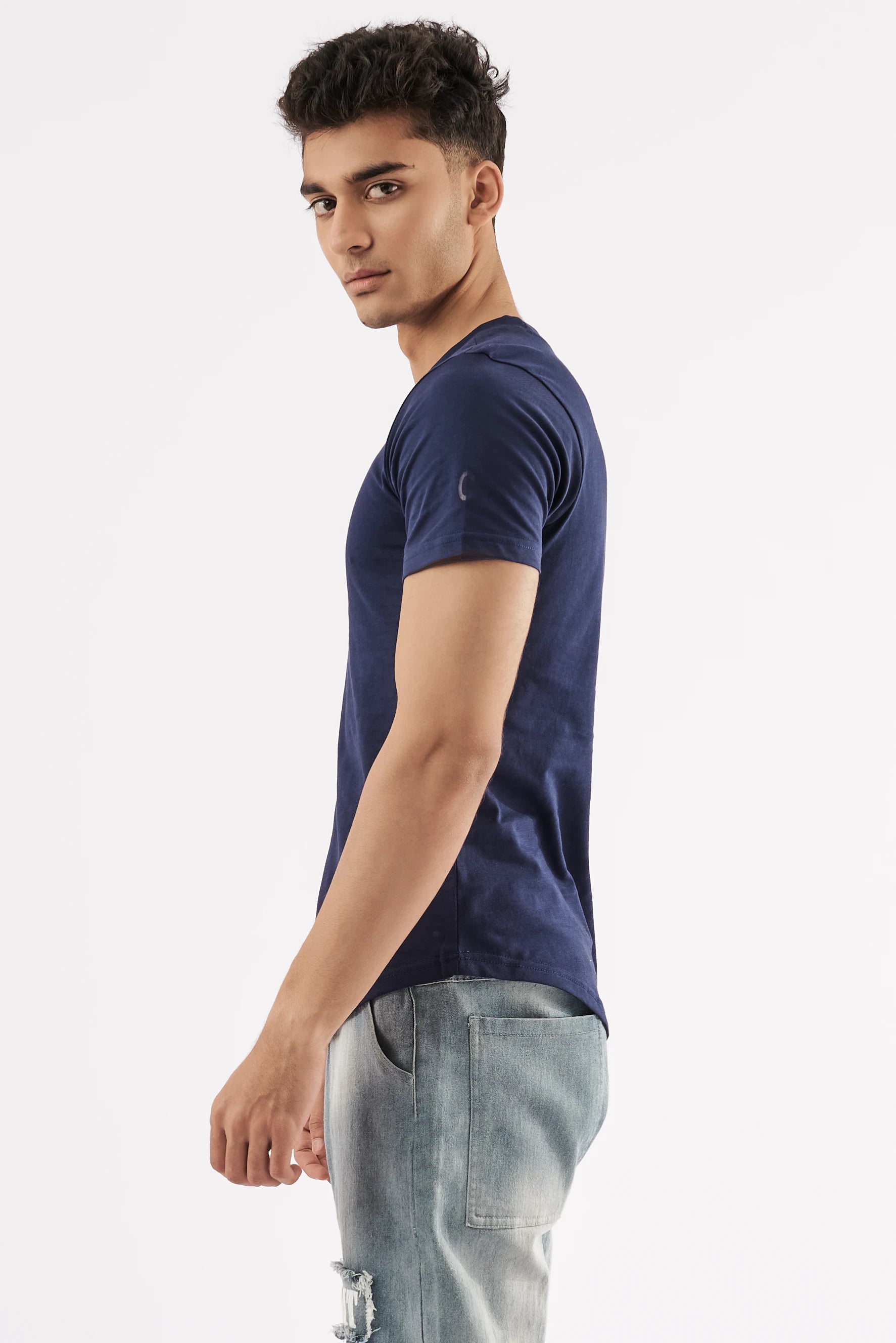 Men's Curved Hem T-Shirt Navy