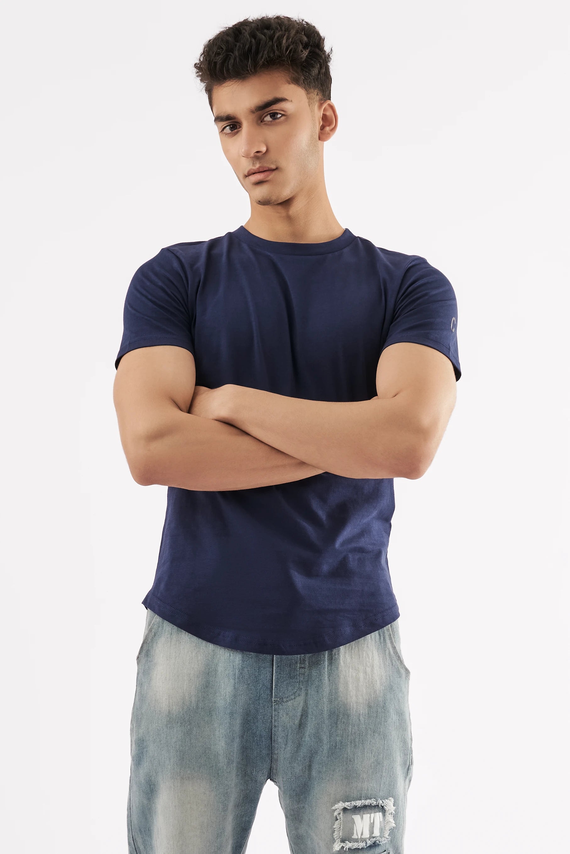 Men's Curved Hem T-Shirt Navy