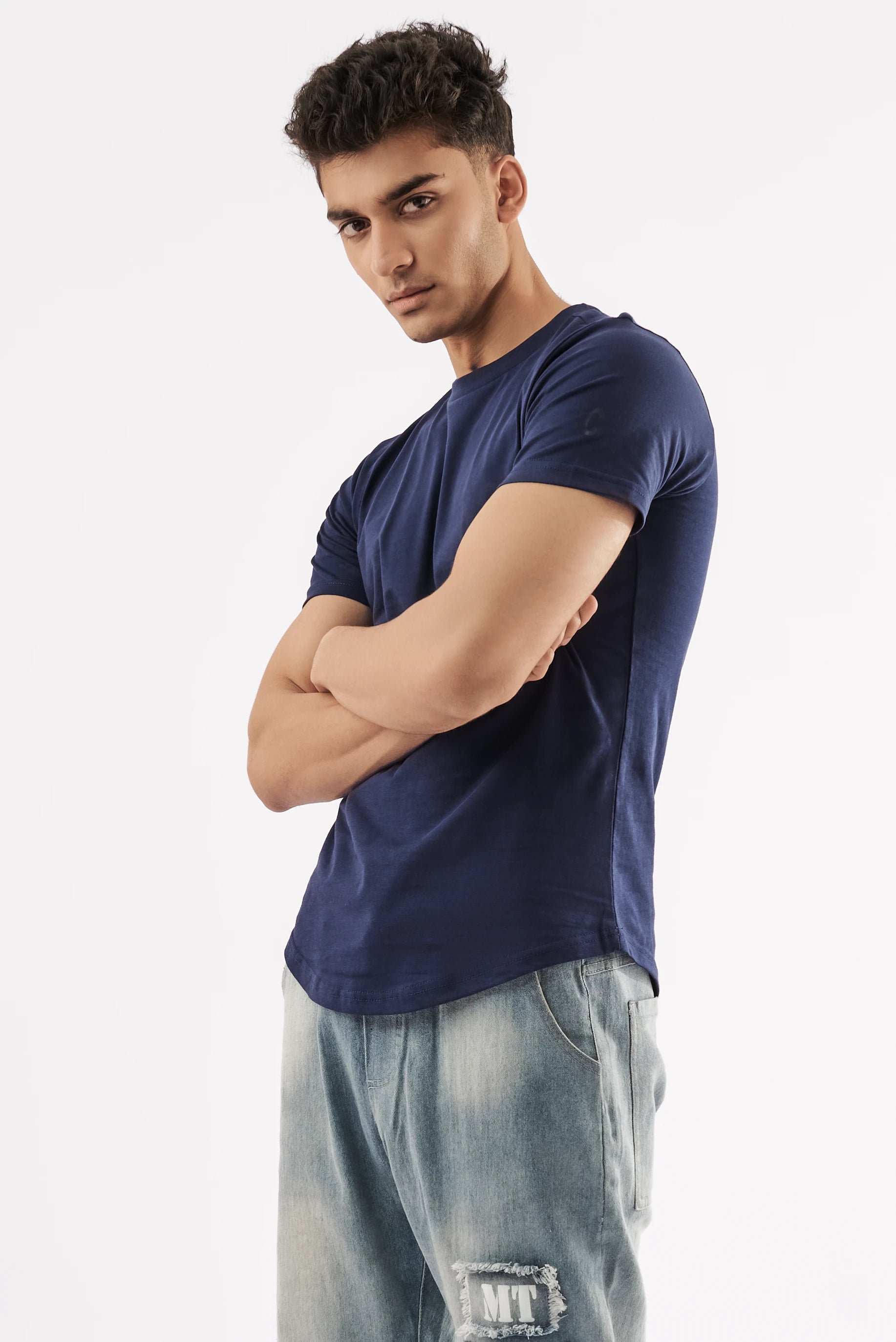 Men's Curved Hem T-Shirt Navy